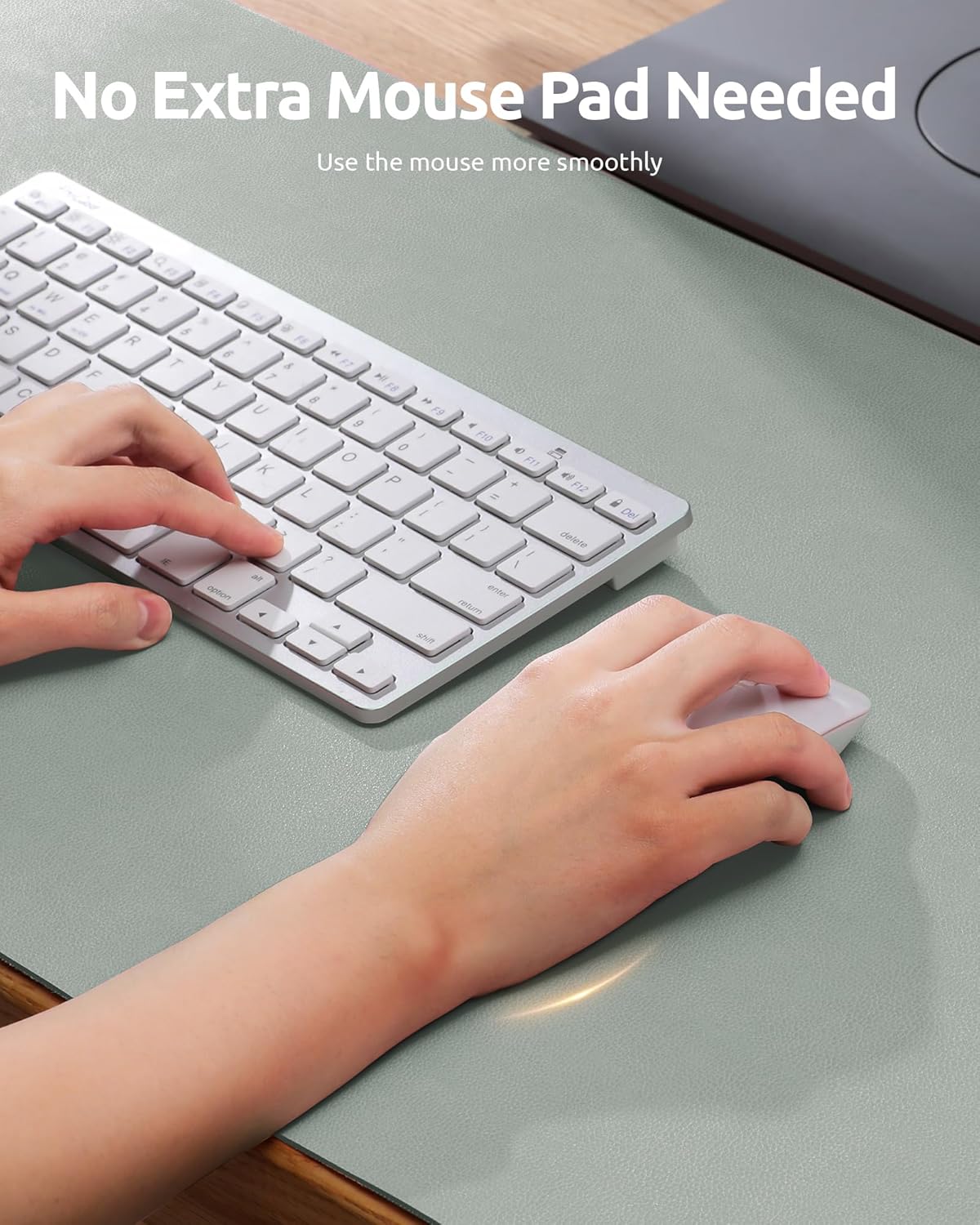 YSAGi Leather Desk Protector, Office Mat, Large Mouse Mat, Non-Slip PU Leather Blotter, Laptop Pad, Waterproof Writing Pad for Office and Home (Grayish Green, 31.5" x 15.8")