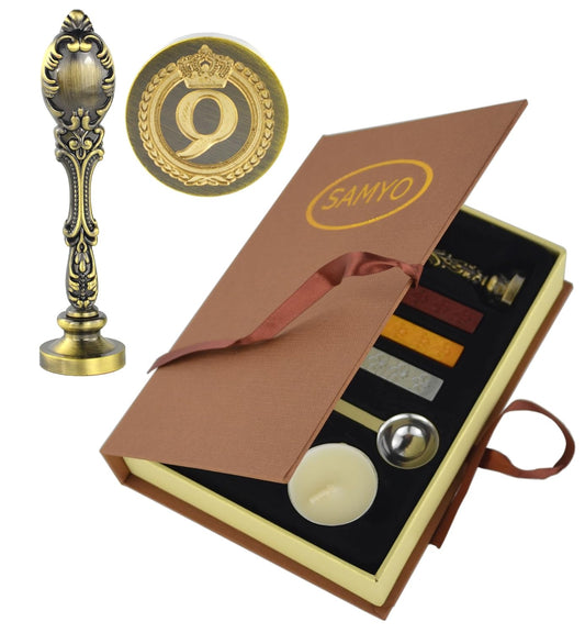 Samyo Creative Romantic Stamp Maker Classic Old-Fashioned Style Brass Color Wax Seal Sealing Stamp Vintage Antique Alphabet Initial Letter Set - (Letter Q)
