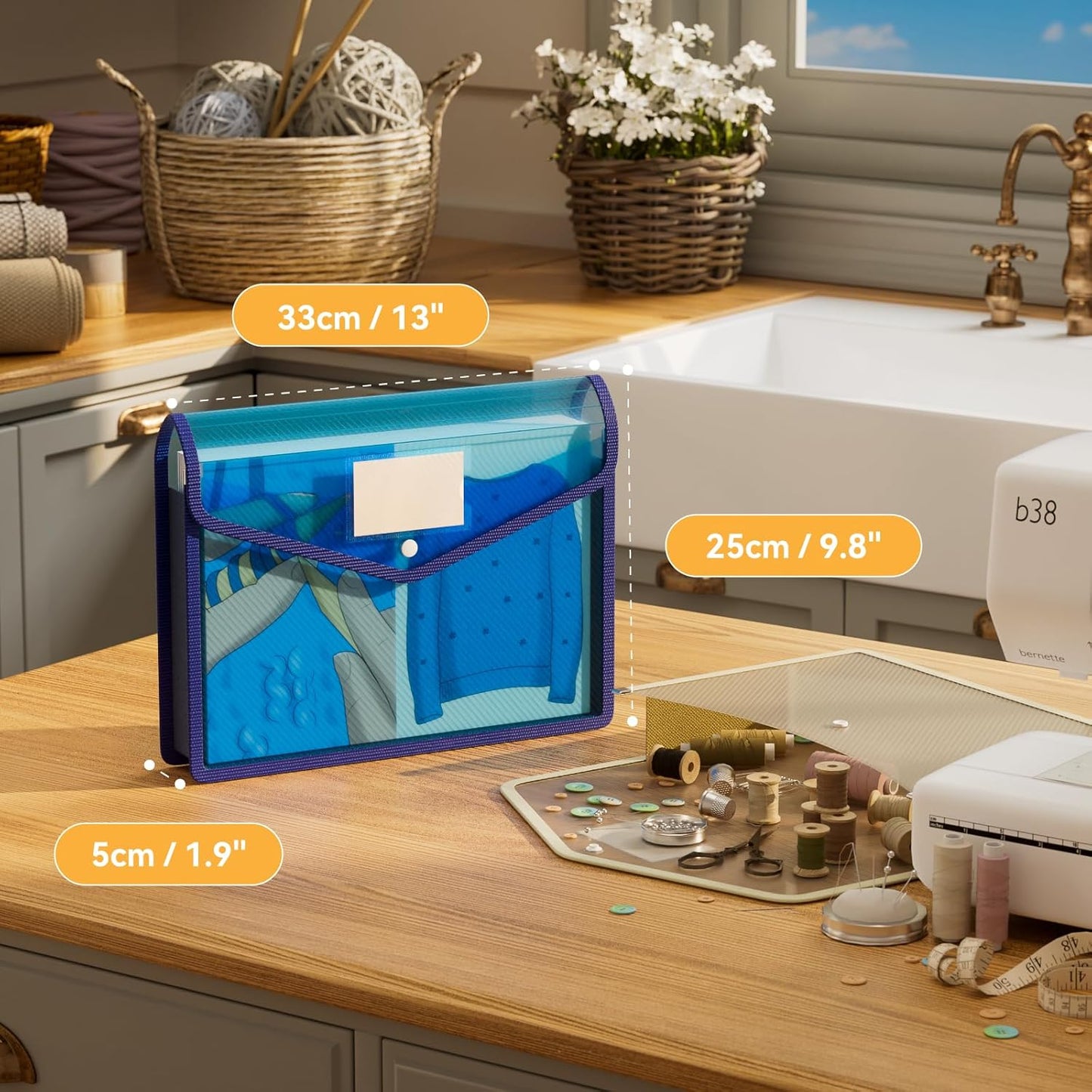 ABC life 6 Pack Plastic Expanding File Folder, Transparent envelopes with Snap Closure, No Dividers, Large Capacity, Assorted Colors, Fit Letter/A4 Size (Black+Blue+Tea Grey)