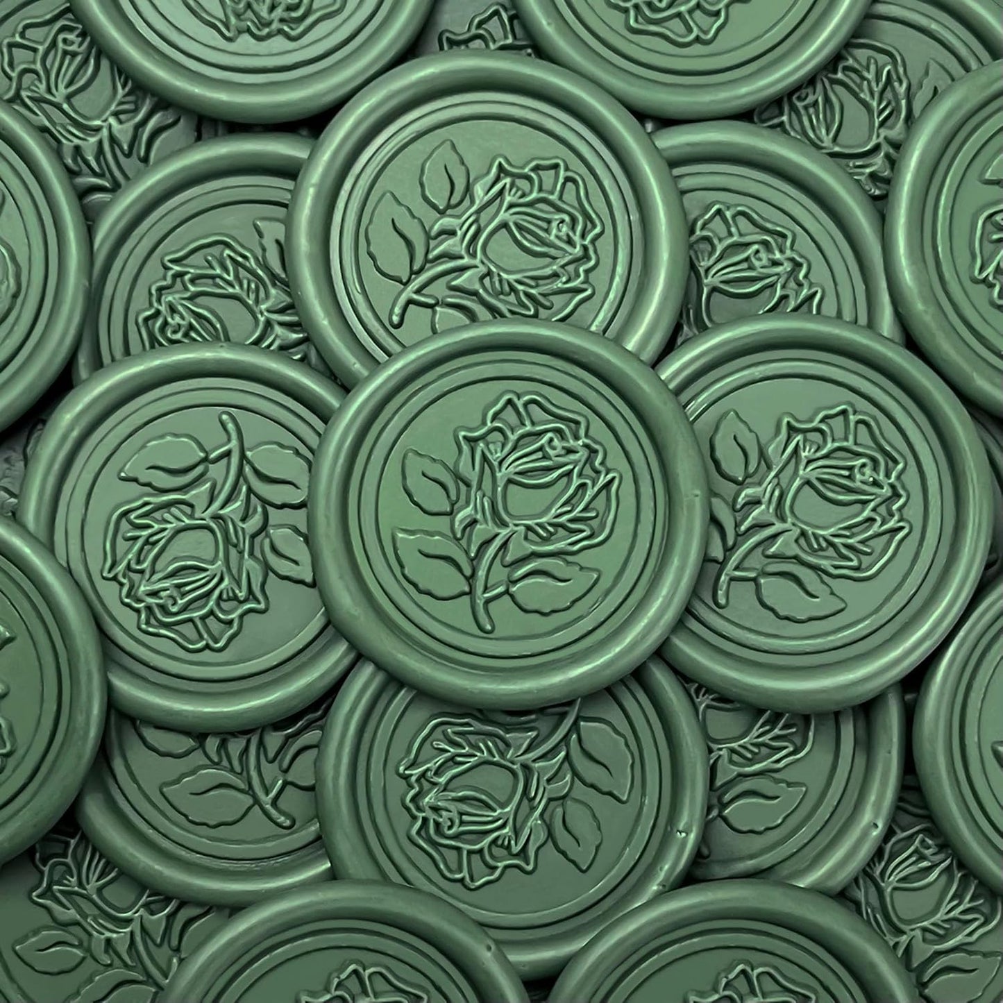 25Pcs Wax Seal Stickers Handmade Envelope Seals Self Adhesive Wax Stickers for Wedding Party Invitations, Envelope, Gift Wrap, Christmas(Rose Style, Olive Green)