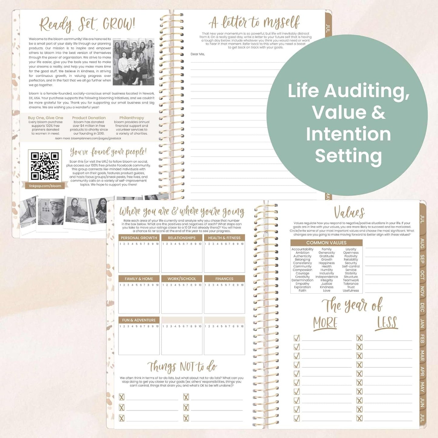 bloom daily planners 2025-2026 Academic Year Daily Planner (July 2025 - July 2026) - A5 Weekly & Monthly Calendar Agenda Organizer Book with Stickers - 5.5" x 8.25" - Moments of Grace