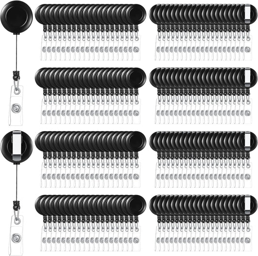 Handepo 500 Pcs Retractable Badge Reels Bulk, Black Retractable Badge Clip ID Holder Key Ring Clip for Office Students Teachers Doctor Nurse Employees Name ID Card Holder Key Card