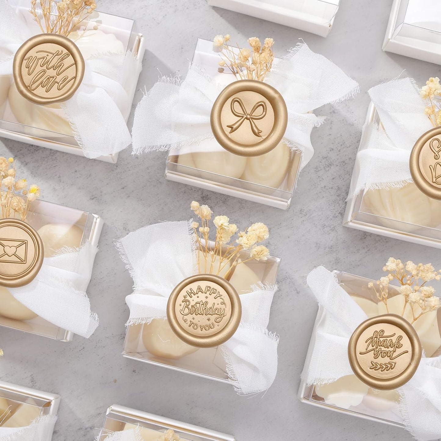 UNIQOOO 6 Pcs Wax Seal Stamp Set, Blessing Sealing Stamper Kit, Wooden Handle with Brass Head for Party Invitations, Envelops, Greeting Cards (Phrases Series)