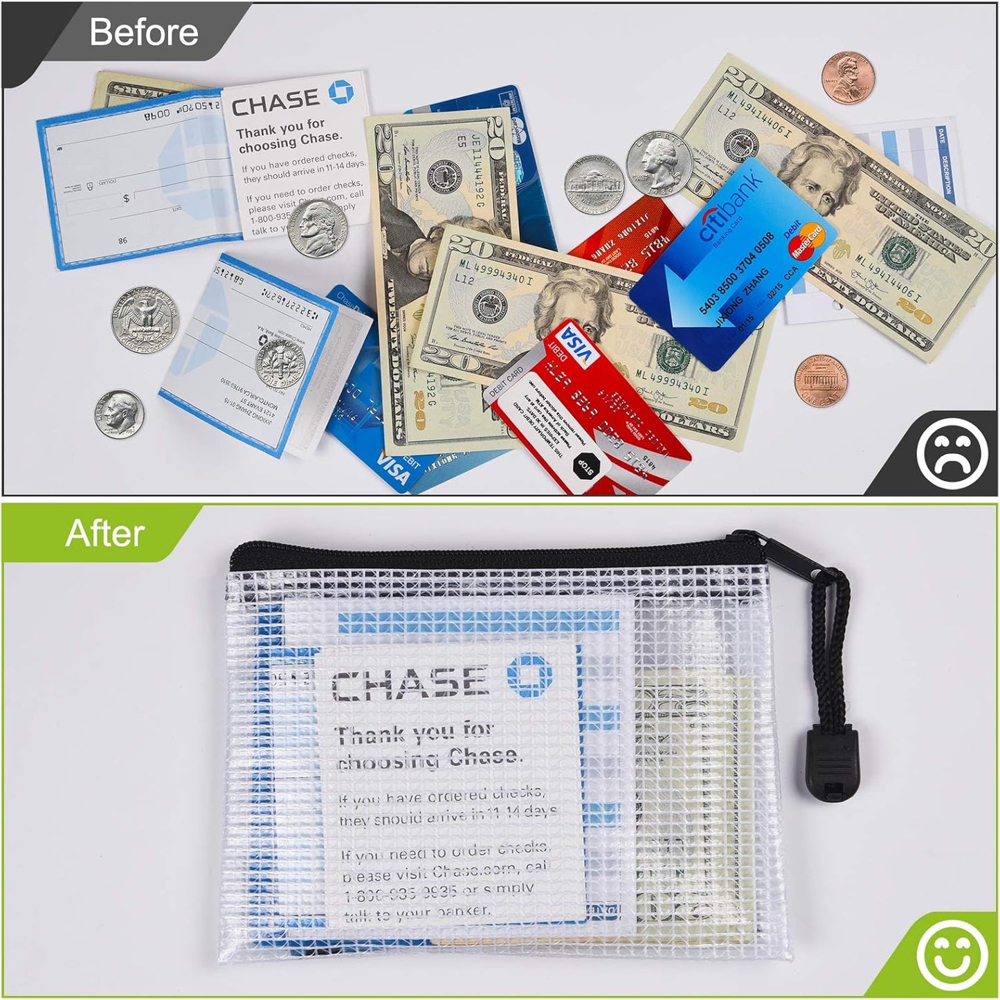 12 Pcs Plastic Mesh Zip File Bags, Waterproof Tear-Resistant Document File Folders, B8 Size Zipper Documents Pouch Document Organizer Bags for School Office Home Travel Storage(5×4.1 Inch)