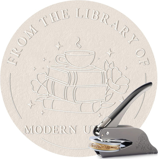 Easycosy Personalized Book Embosser | Custom Embosser & Stamps from The Library of | Book Stamp Personalized with Your Name & Choice Birthday Gifts for Book Lover(Book 2)