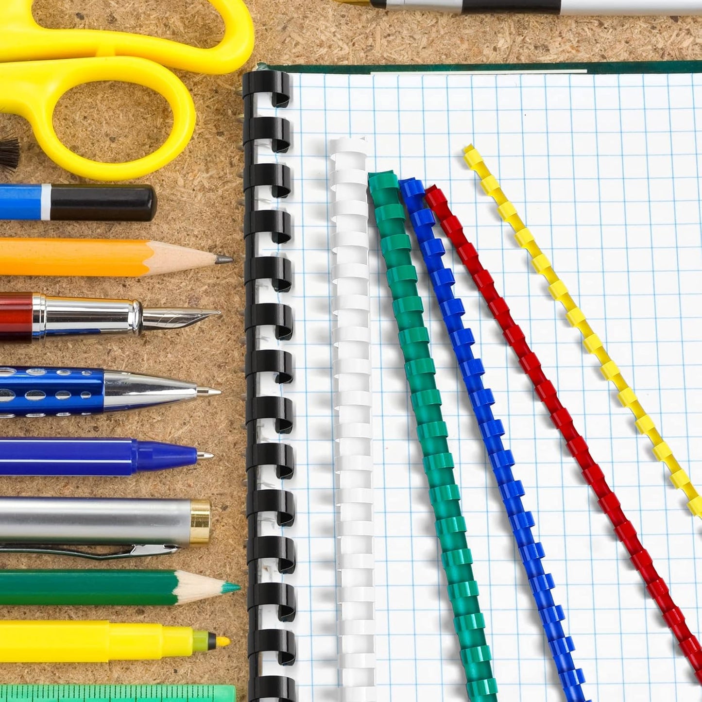 Yunsailing 150 Pack Plastic Binding Combs Plastic Binder Comb Ring 19 Ring Binding Spines Letter Size Spiral coils for Notebook Calendar(1/4 5/16 3/8 1/2 5/8 3/4 in,Multi Colors)