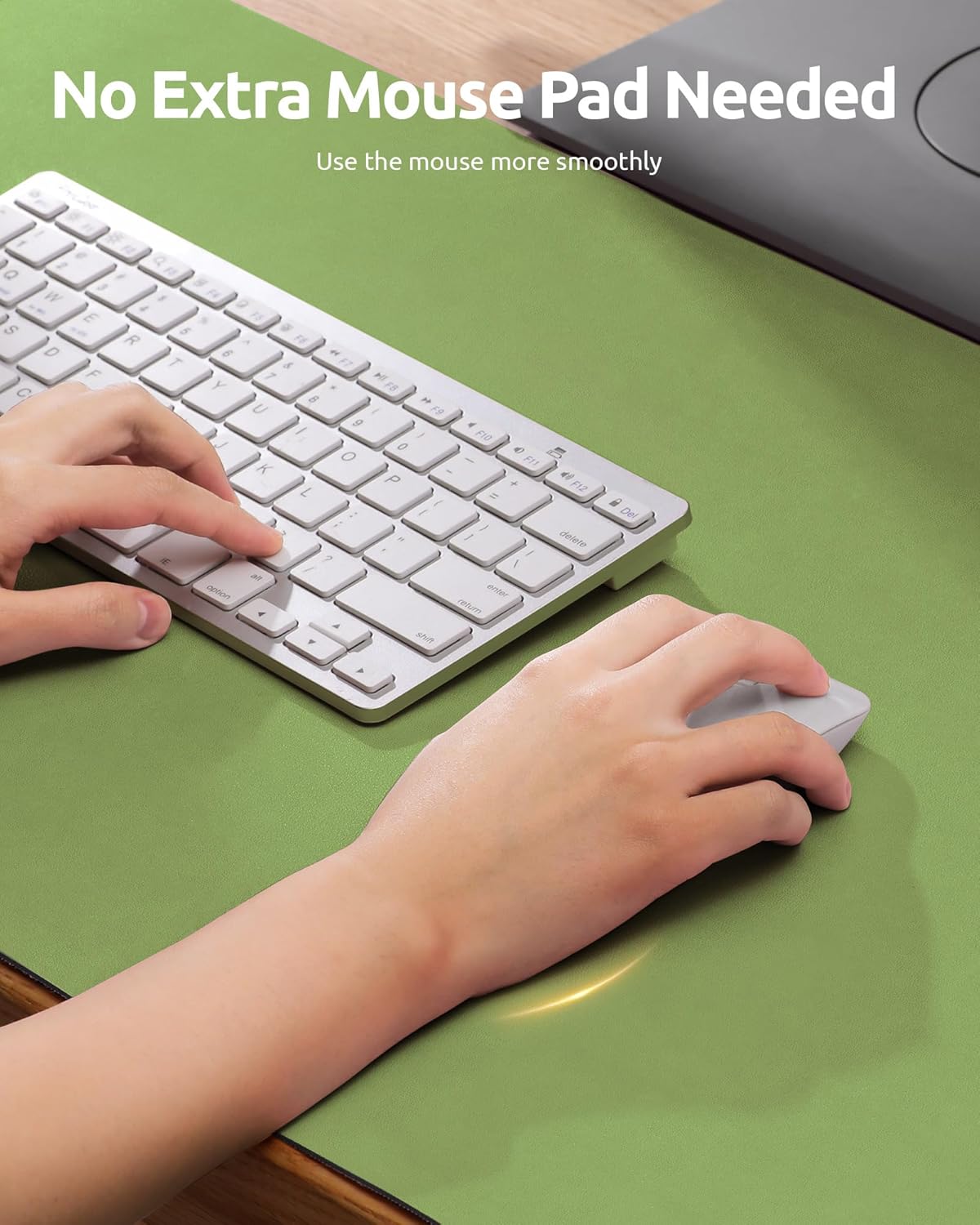 YSAGi Leather Desk Protector, Office Mat, Large Mouse Mat, Non-Slip PU Leather Blotter, Laptop Desk Pad, Waterproof Writing Pad for Office and Home (Leaf Green, 35.4" x 17")