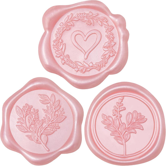 60 Pcs Pink Wax Seal Stickers Self-Adhesive Envelope Seals Stamp Stickers, Perfect for Wedding Invitations Seating Chart Christmas Gift Wrapping 3 Designs in 1 Pack