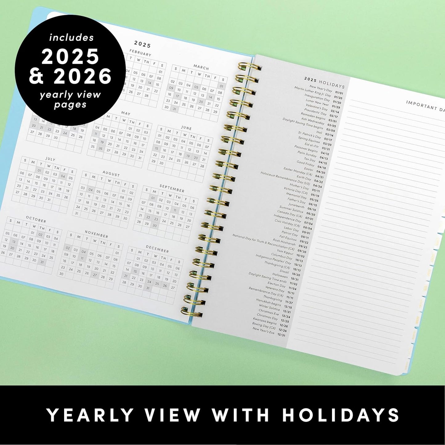 PAPERAGE 17 Month Academic Planner 2025-2026, Weekly & Monthly Spreads, August 2025 - December 2026, Large (8.5 in x 11 in), Lavender