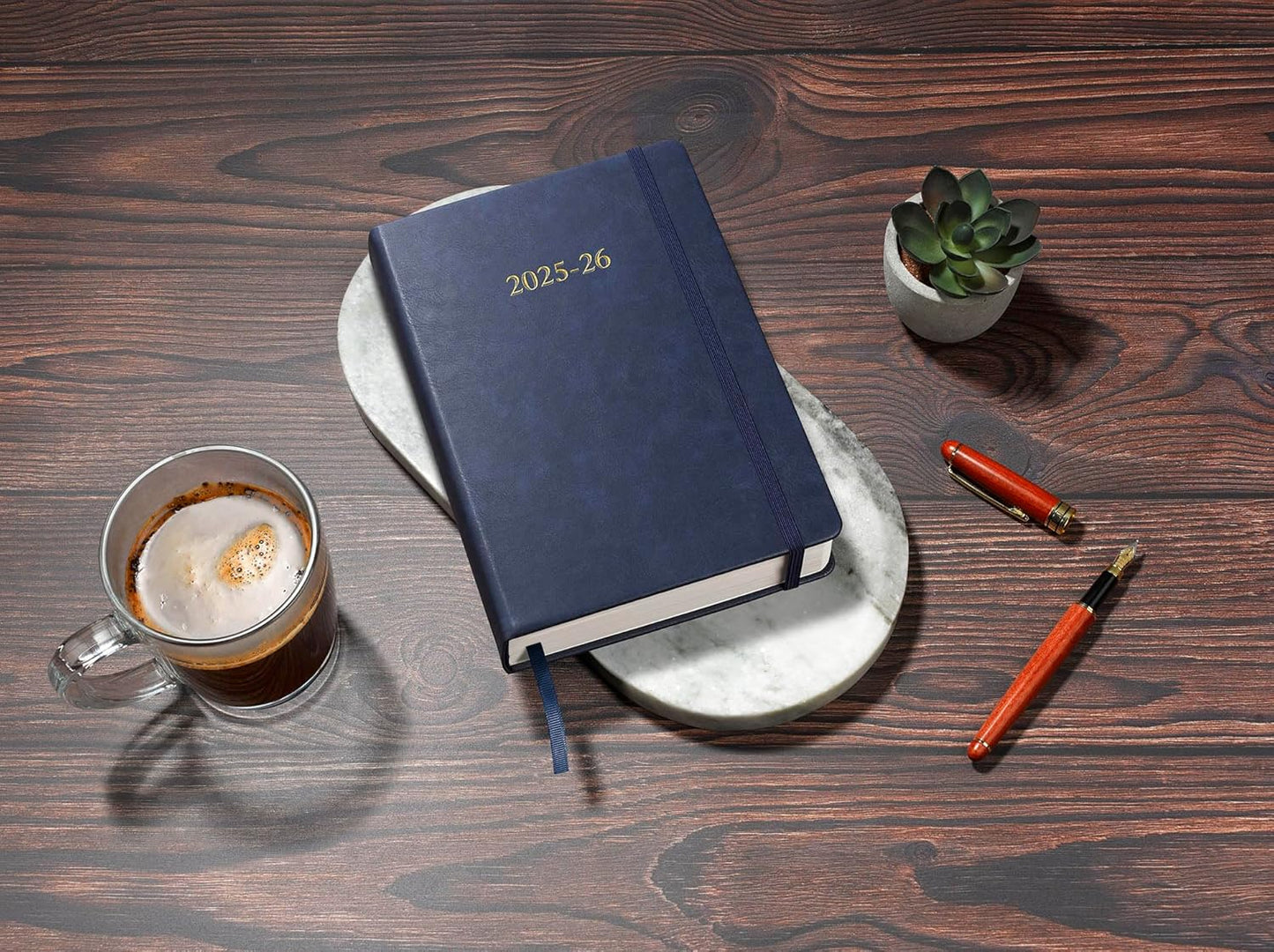 Wykeham's Executive 2025-26 Daily Journal Planner – Customization Available – Mid-Year Academic Diary (Royal Blue, 8.5"×5.5")