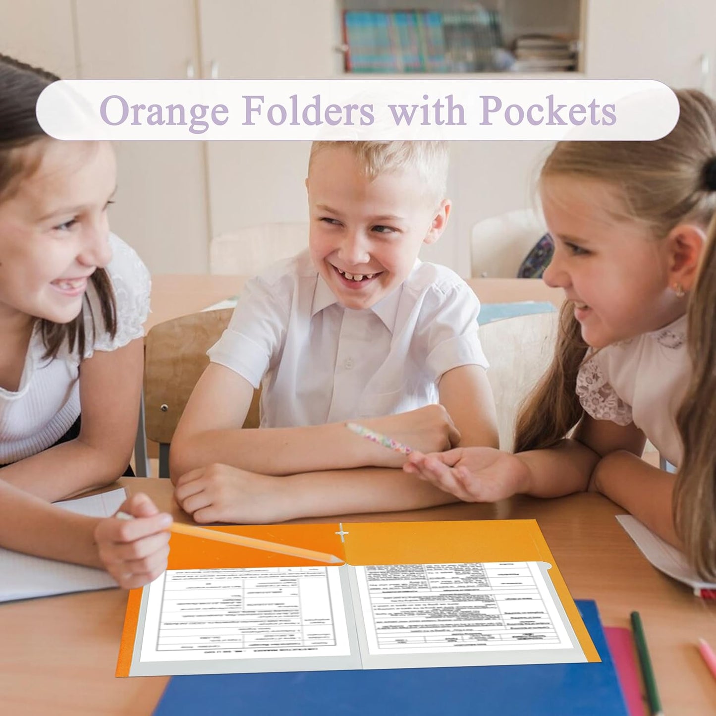 Zzrywuty File Folders with Pockets Letter Size, 50-Pack Paper Folders with Card Slot, Two Pocket Folders for School Students, Businessmen, Home and Office Workers (Orange)
