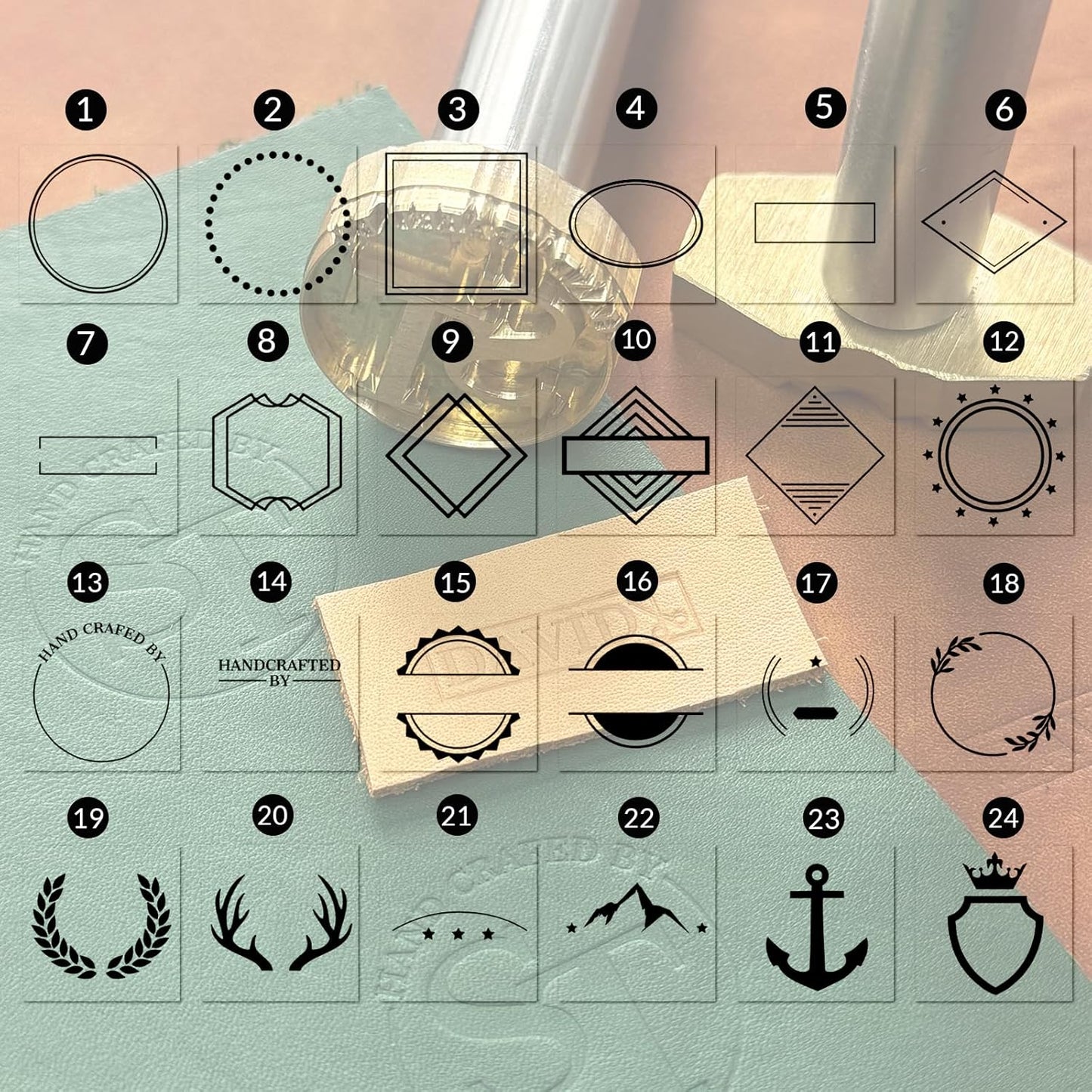 XRLSG Custom Leather Stamp Personalized Leather Brass Embossing with Logo Text Hammer Press Leathercrafting Tool Gift for Leather Craftsman Dad Husband Boyfriend