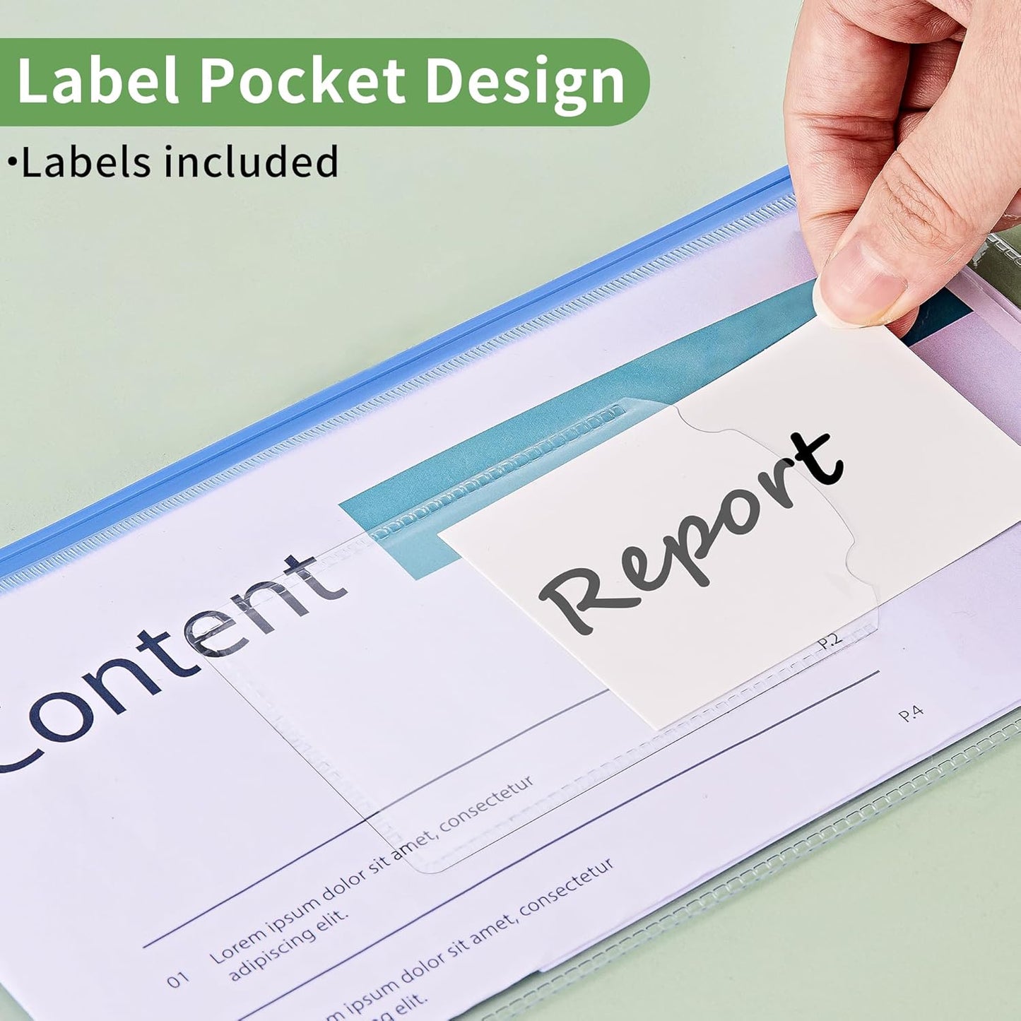 JARLINK 20 Pcs Poly Zip Envelope, A6 Size (9 x 4.7in) Plastic Zipper Pouches with Label Pocket, 10 Colors, Reusable Clear Pencil Bags for School and Office Supplies