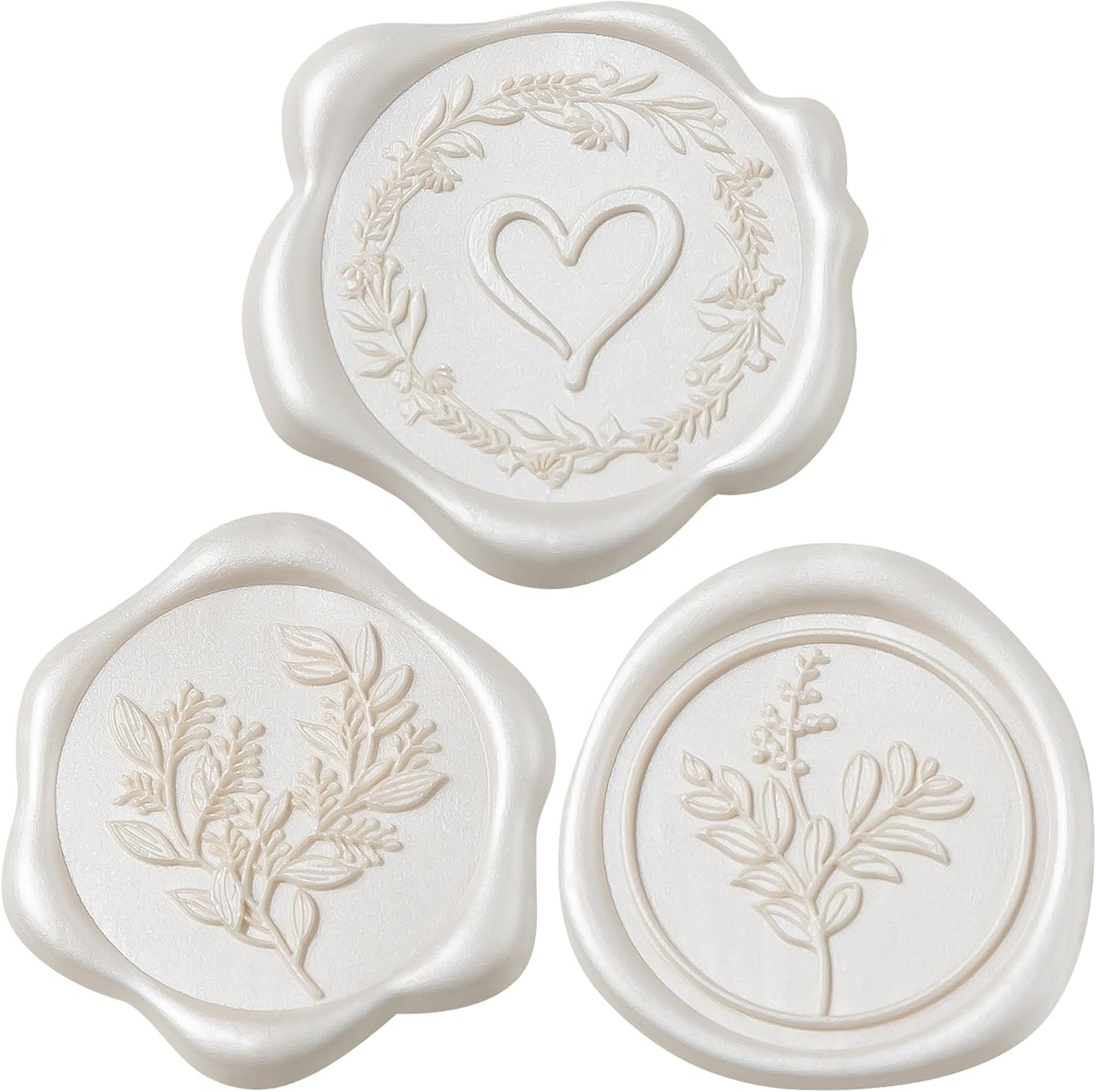 60 Pcs Ivory Wax Seal Stickers Self-Adhesive Envelope Seals Stamp Stickers, Perfect for Wedding Invitations Seating Chart Christmas Gift Wrapping 3 Designs in 1 Pack