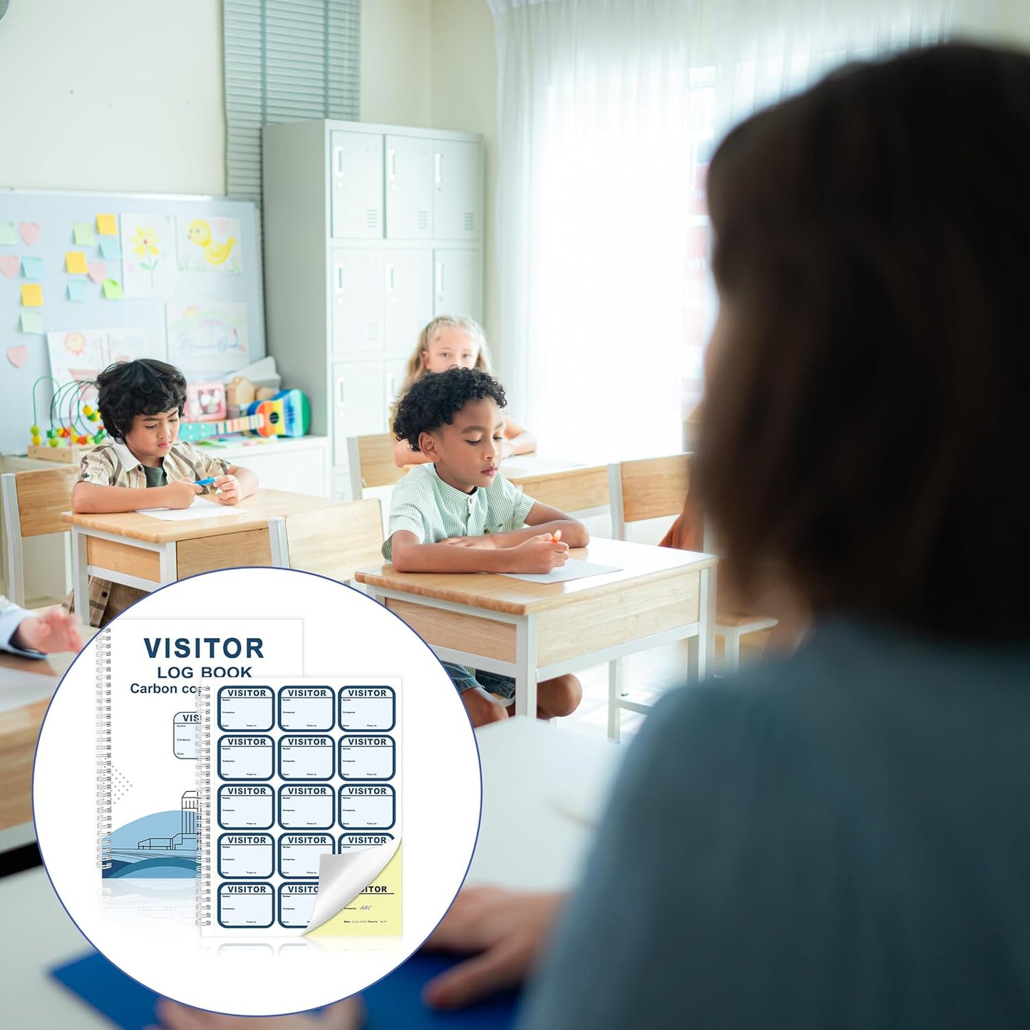 1 Pack of 225 Visitor Badges Registry Log with Carbon Copy Visitor Stickers 8.5x11 Inch Visitor Log Book Extras Protecting Privacy Pages Spiral Bound Self Visitor Badges Guest Register Book (1)