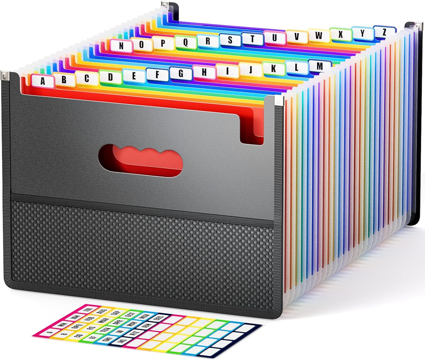 ABC life 26 Pockets Accordion File Organizer,Expanding Filing Box with Mesh Bag,Expandable A4/Letter Size Folder, Accordian Document Organizer,Portable Bill/Receipt Folders with A-Z Alphabetical Tabs