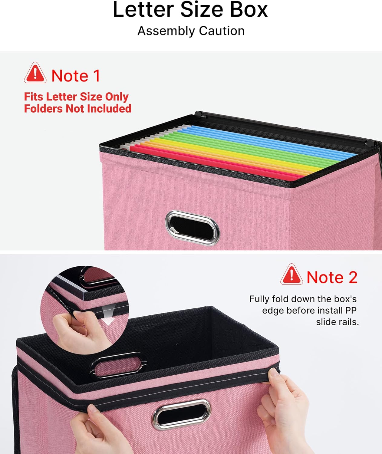 Oterri File Organizer Boxes with Lids, File Box with Mesh Pockets, Document Organizer Box for Letter Size Folders, Zippers Important Document Organizer (Pink, Small-1 Pack Without Folders)