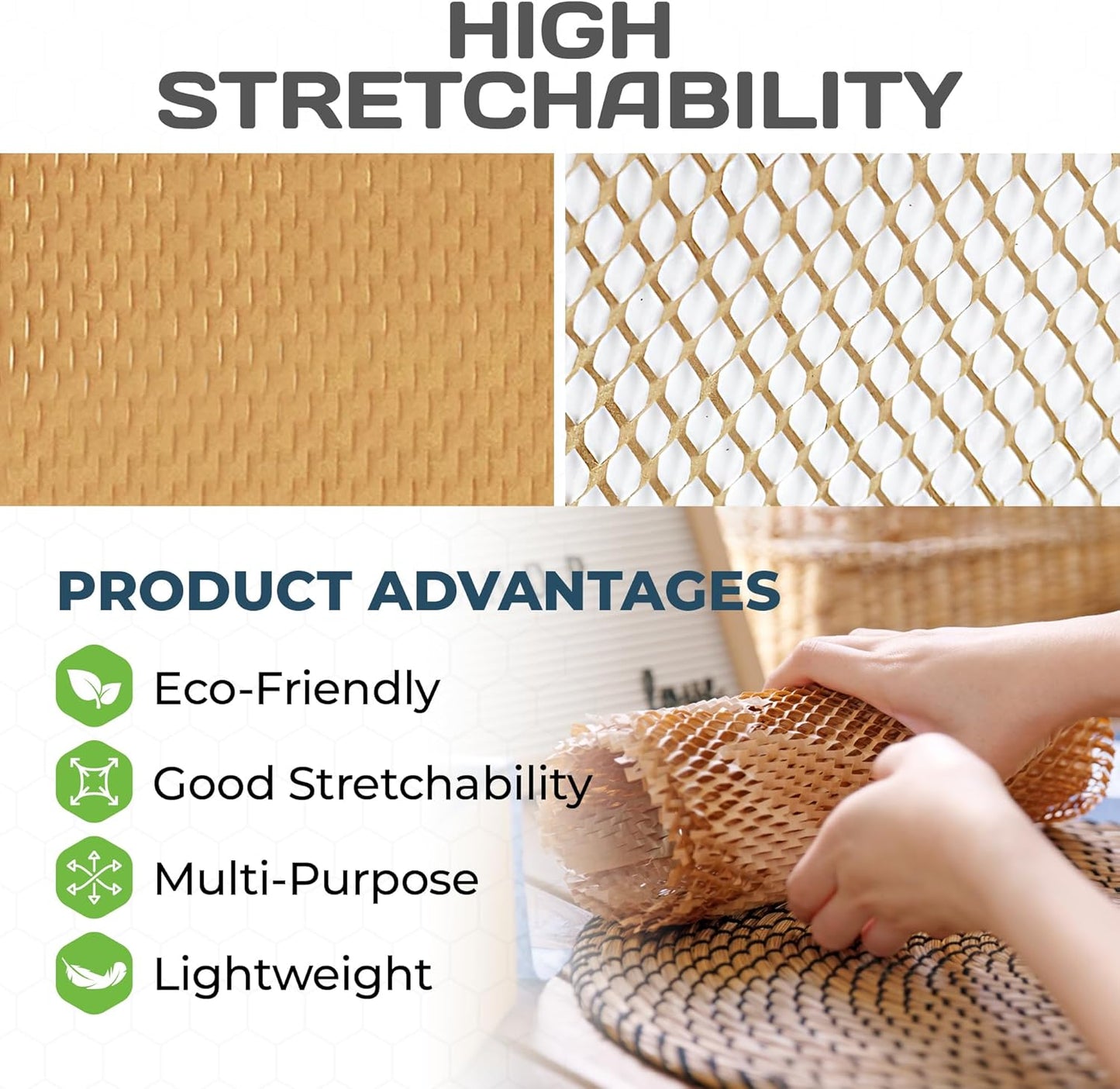 HexcelWrap Mini - Honeycomb Packing Paper, Eco-Friendly, Sustainable Paper Bubble Wrap for Shipping & Moving, Cushioned Packing Material in Dispenser - White, Pallet of 40, 12" x 750'