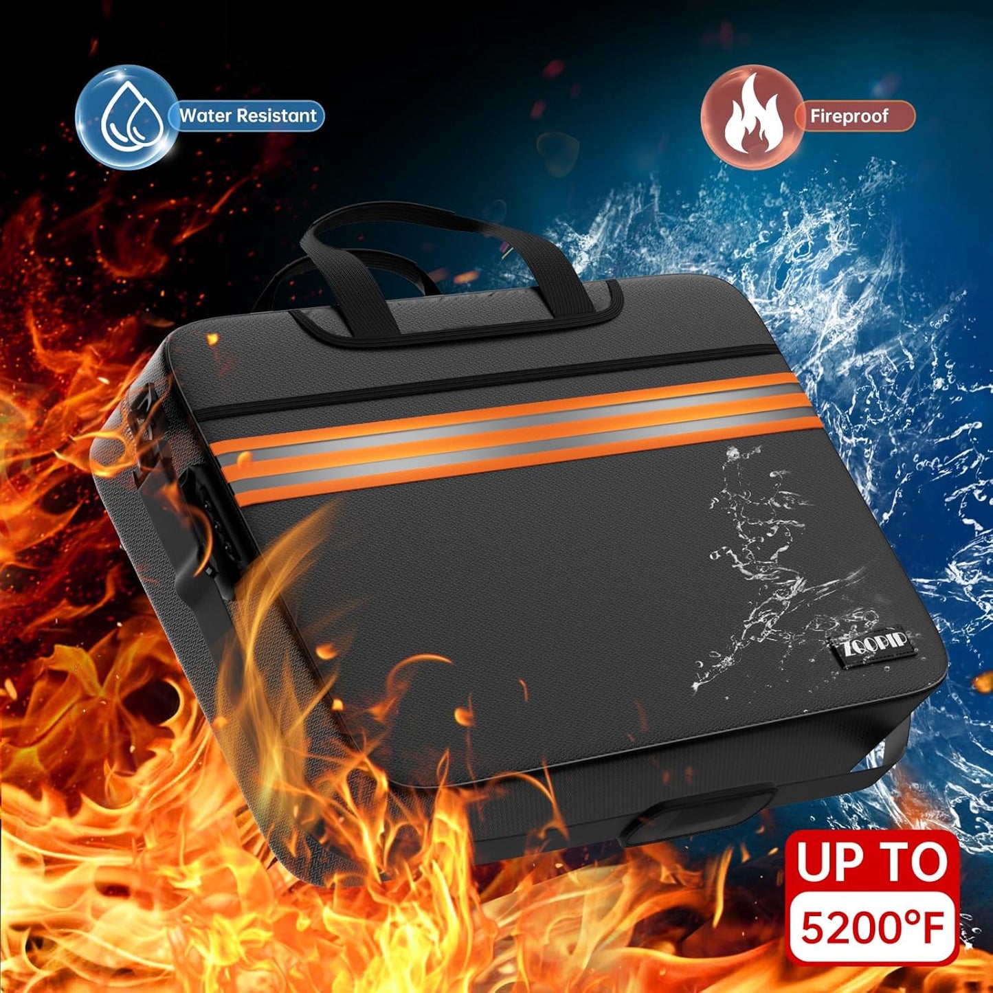 Accordion File Organizer with Lock,Fireproof Document Organizer Bag with Shoulder Strap,Large 13 Pocket Expanding File Folder,Portable Safe Storage for Letter/Legal Files,Books, Laptop-Black