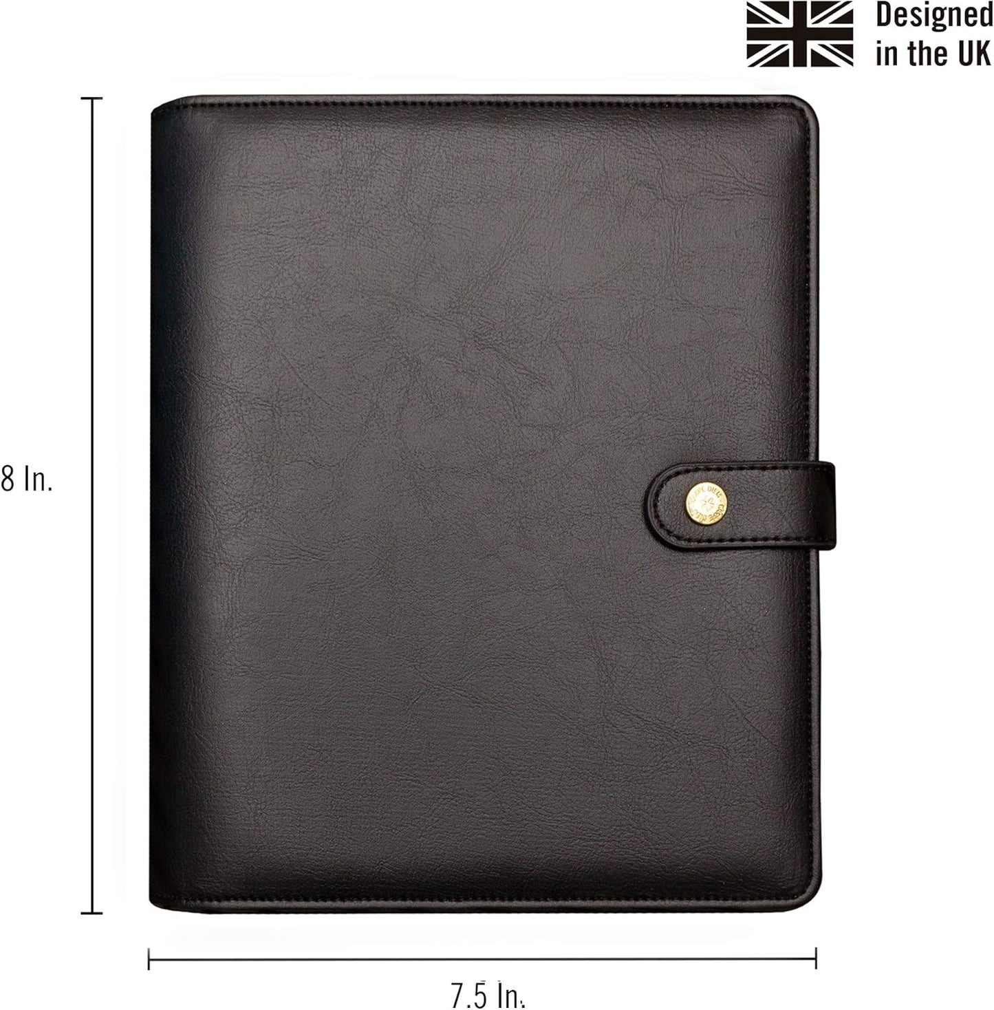Pukka Pad, Carpe Diem Personal Planner - Soft Cover Binder with Weekly, Monthly Undated Inserts in Tabbed Sections, Interior Pockets and Sticker Sheets - 8 X 7.5 X 1.4 Inches, Black
