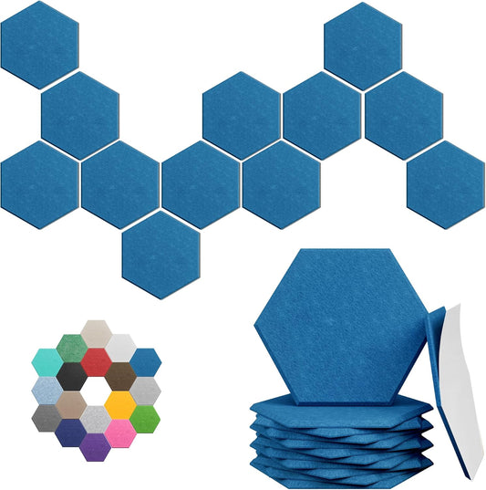 Hexagonal Acoustic Panels-12 Pack High-Density Sound Absorbing Panels 12"X10"X0.4" for Enhanced Noise Reduction, DIY Design, Idea for Studios, Offices, and Home Theaters(Yale Blue)