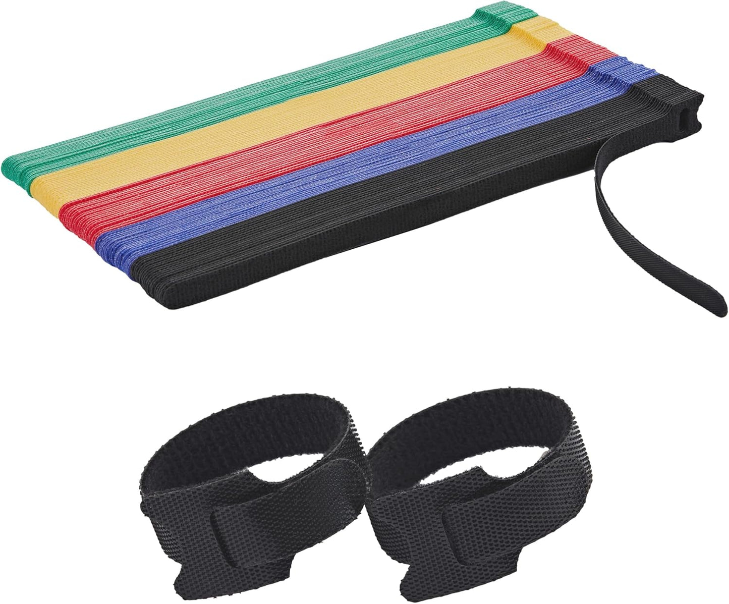 100 Pcs 10-Inch Heavy-Duty Self-Fastening Cable Ties - Durable, Reusable Straps for Wire Organization, Ideal for Home, Office, Garage, and Outdoor Use