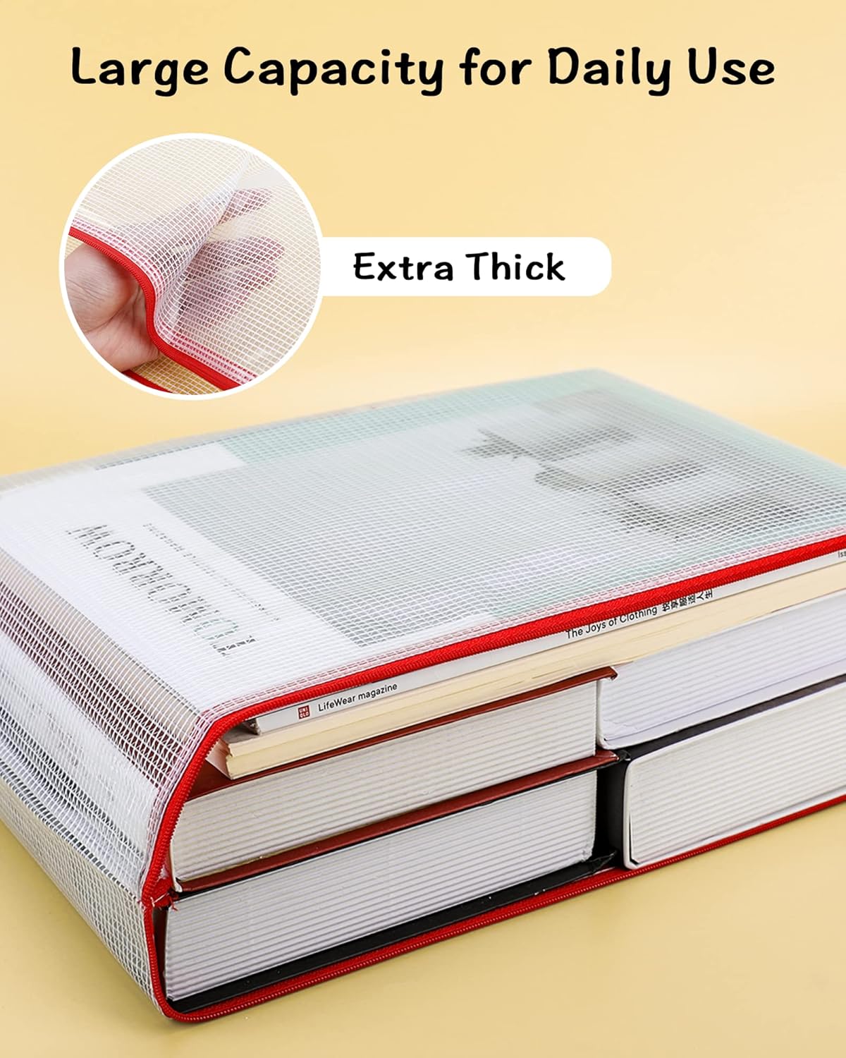 Umriox 5PCS Mesh Zipper Pouch 16.9x12.4 in, Zipper Bags, Extra Thick, Zipper Pouches for Organizing, Large Storage Bags for Puzzles Organizing