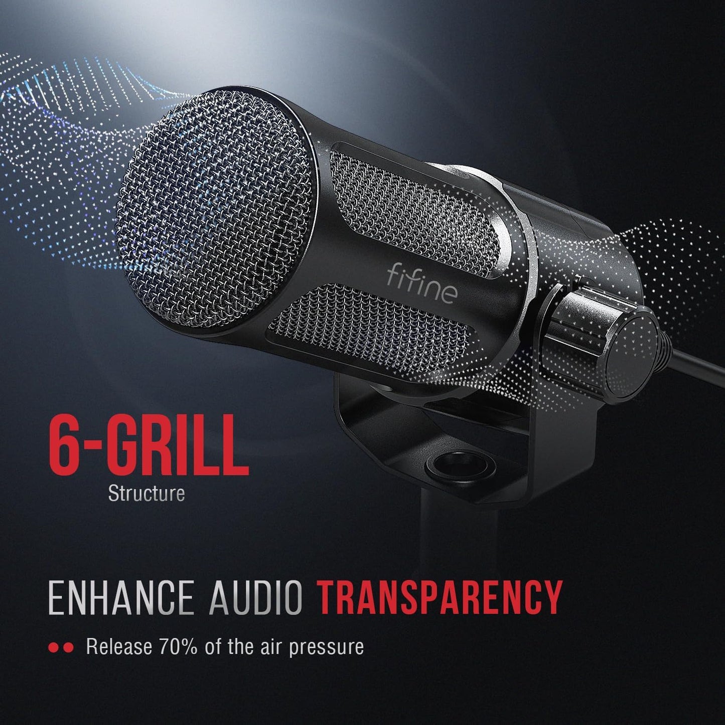 FIFINE XLR Dynamic Microphone, Studio Vocal Mic for Recording, All Metal XLR Podcast Microphone with Mid-Boost, Low-Cut Filter for Voice-Over, Compatible with Mixer/Audio Interface-AmpliTank TANK1