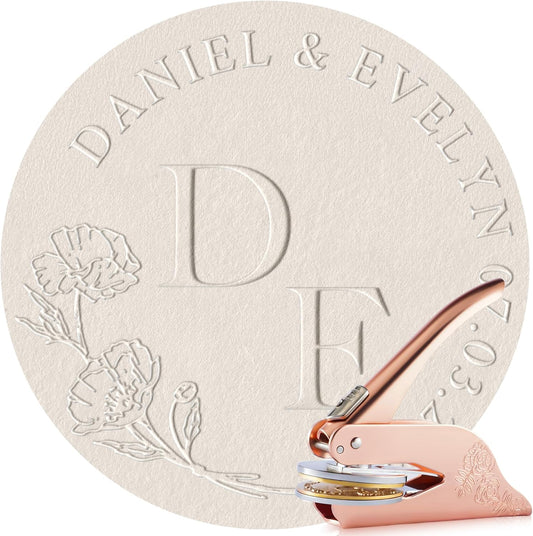 Easycosy Personalized Wedding Embosser | Custom Embosser & Stamps for Wedding | Embosser Personalized with Your Name & Monogram and Initials for Envelope & Invitation (Wedding 1)
