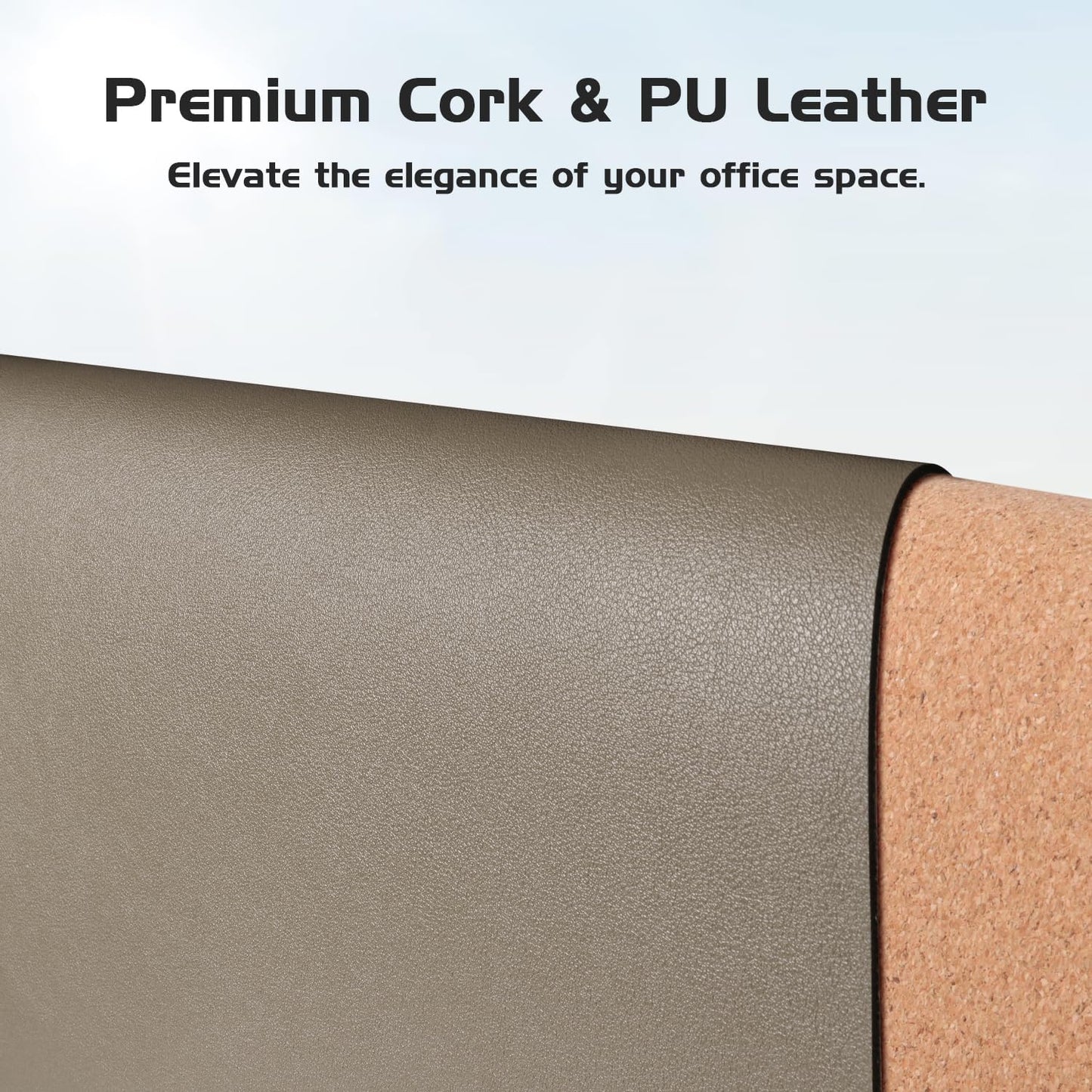 Aothia Dual-Sided Desk Pad - Leather Desk Mat, Natural Cork Desk Pad Protector, Large Mouse Pad for Desk, Waterproof Desk Blotter Pad, Desk Writing Pad for Office Work/Home, Coffee (37.8"x17")