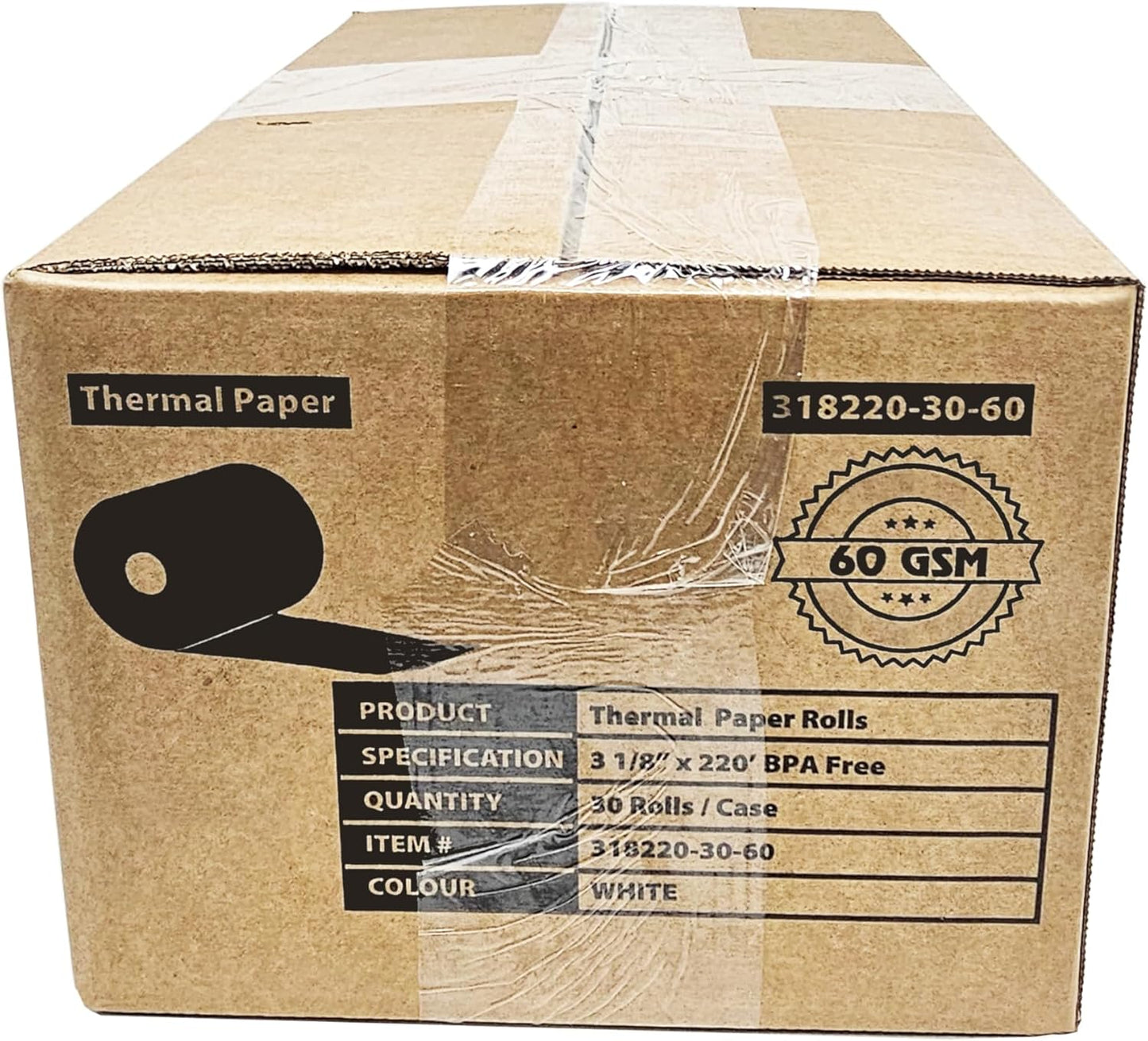 (30 Rolls - 60 GSM Heavy Thermal) 3 1/8 x 220 Thermal Paper Receipt Rolls fits all Clover POS Cash Register Printers, Star Micronics SCP700 TSP100 TSP300 TSP400 from BuyRegisterRolls
