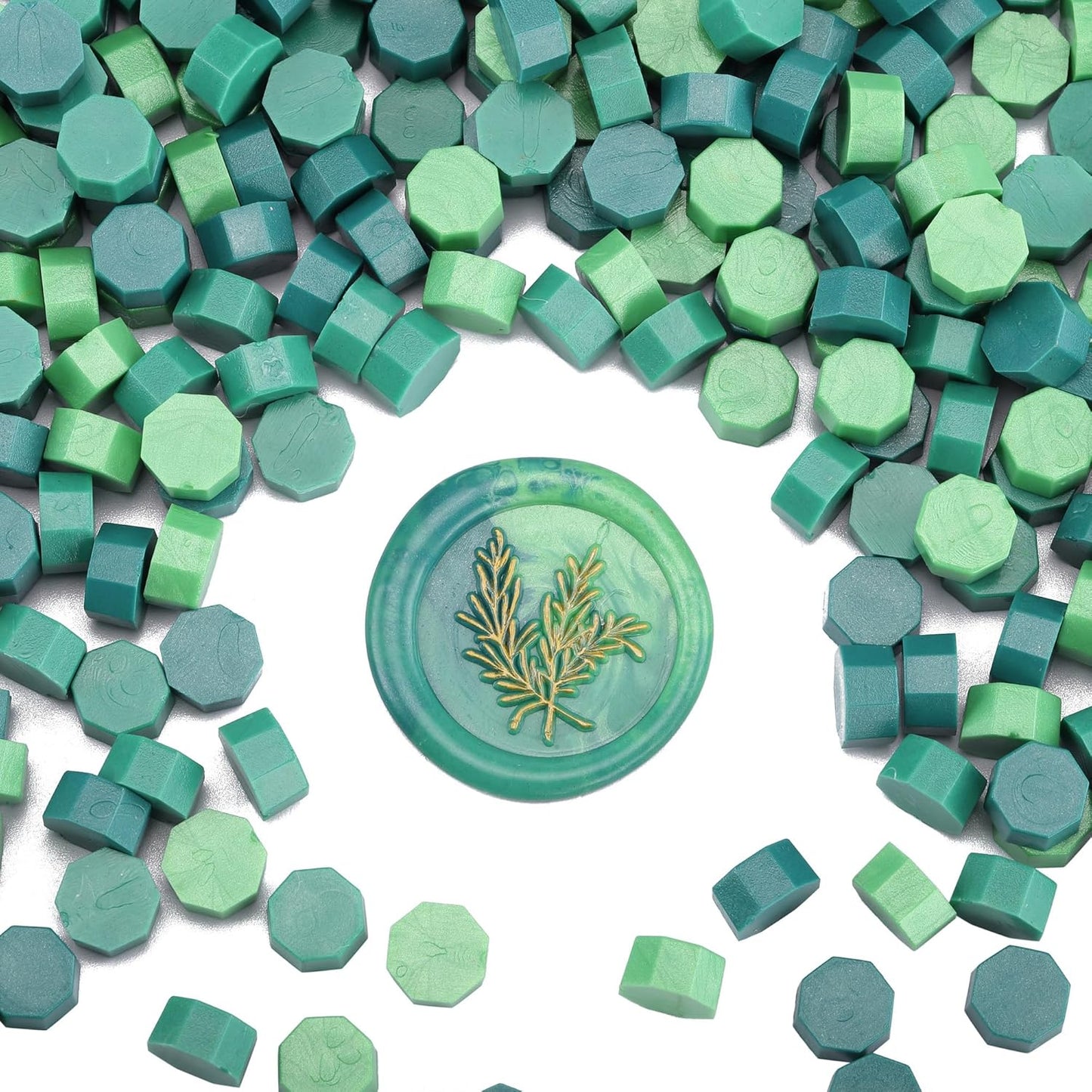 Yoption 300Pcs Green Mix Sealing Wax Beads for Wax Seal Stamps, Wedding Invitations, Christmas Cards, Wine Packaging, Envelopes, Gift Wrap