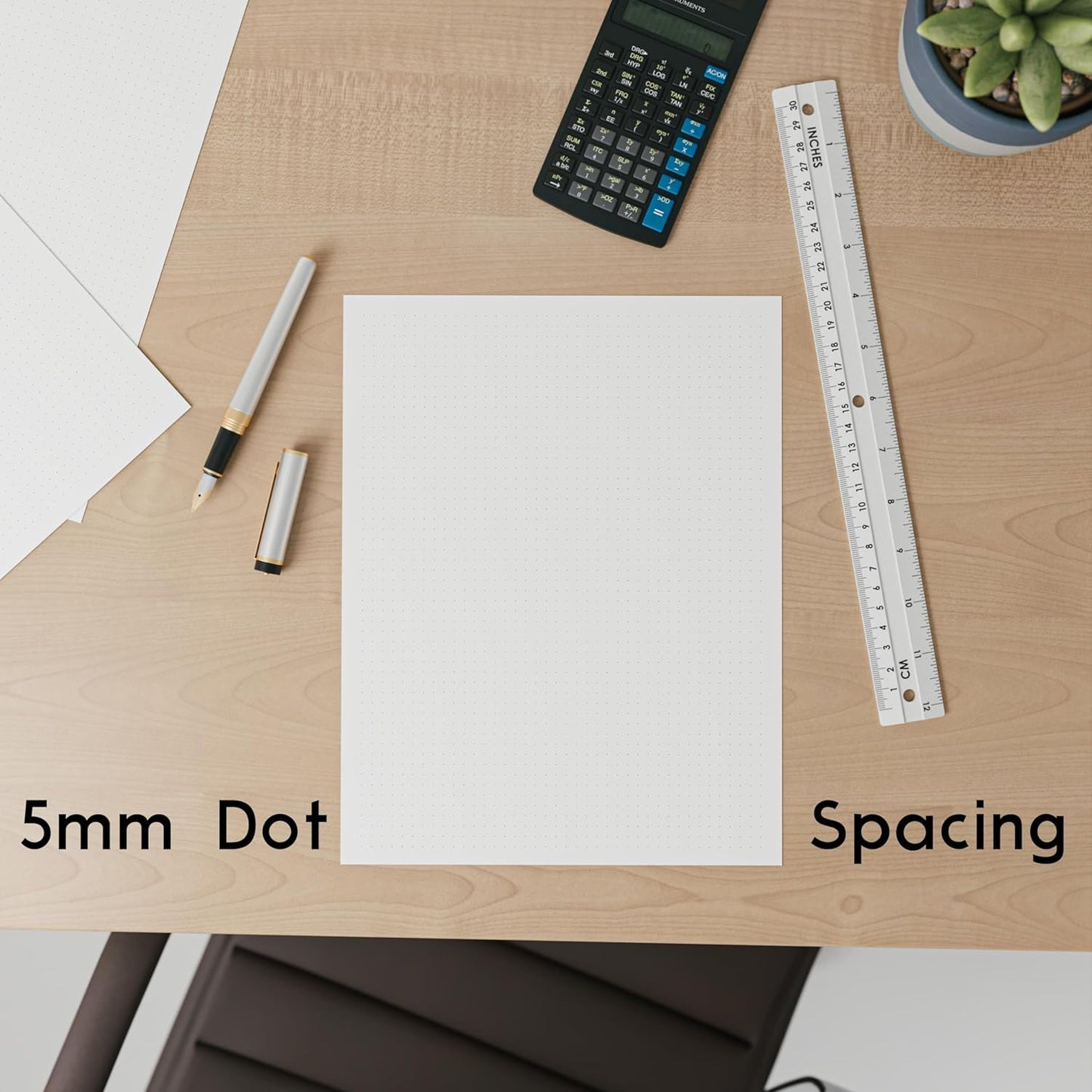 Dotted Grid Paper, Letter Size, 160 Sheets/320 Pages, 160 GSM Maximum Thickness, 8.5 x 11 inch, White, Unpunched, for Calligraphy, Journaling, Binder Refill Inserts, Writing, Art