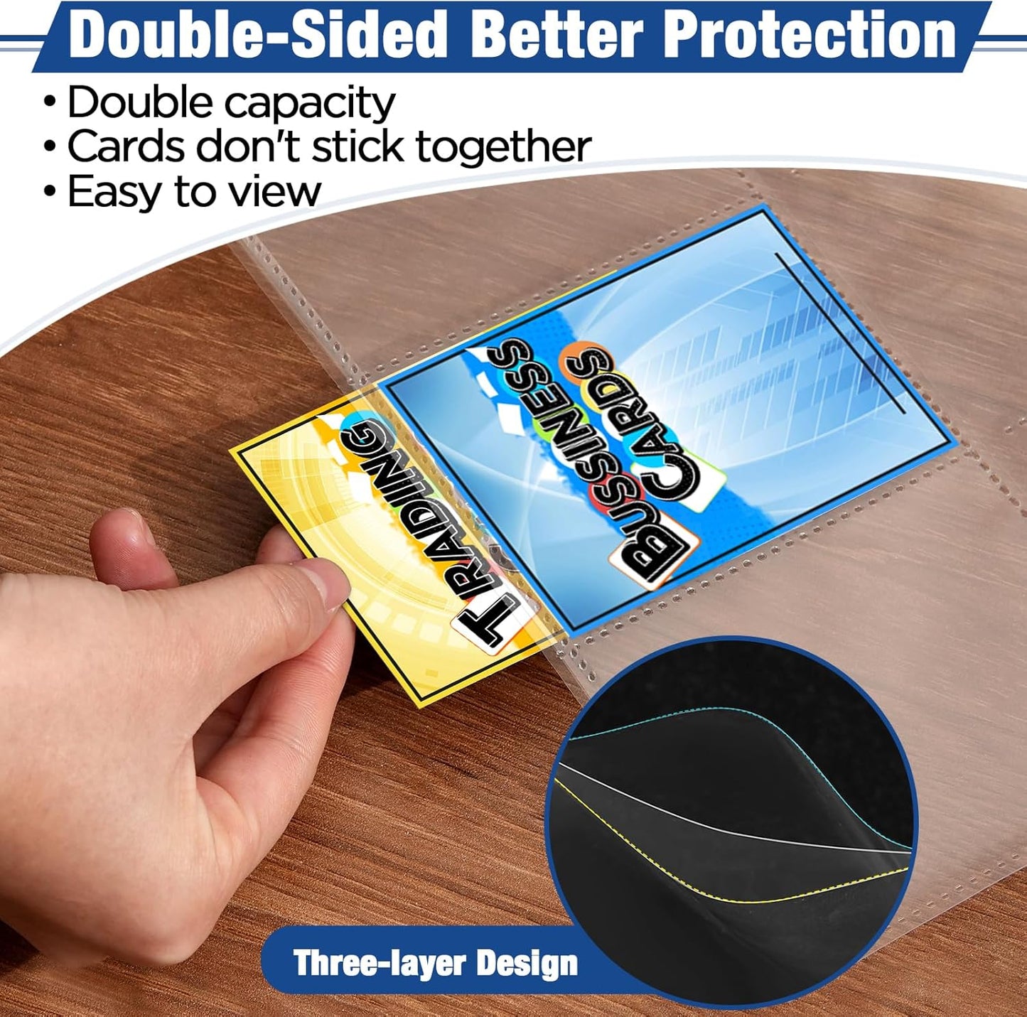 2232 Pockets Double Side Trading Card Sleeves, Fabmaker 9 Pocket Card Sleeves Binder Sheets for 3 Ring Binder, Long-Lasting Trading Card Binder Sleeves Fit for MTG, Baseball, Game, Business Cards