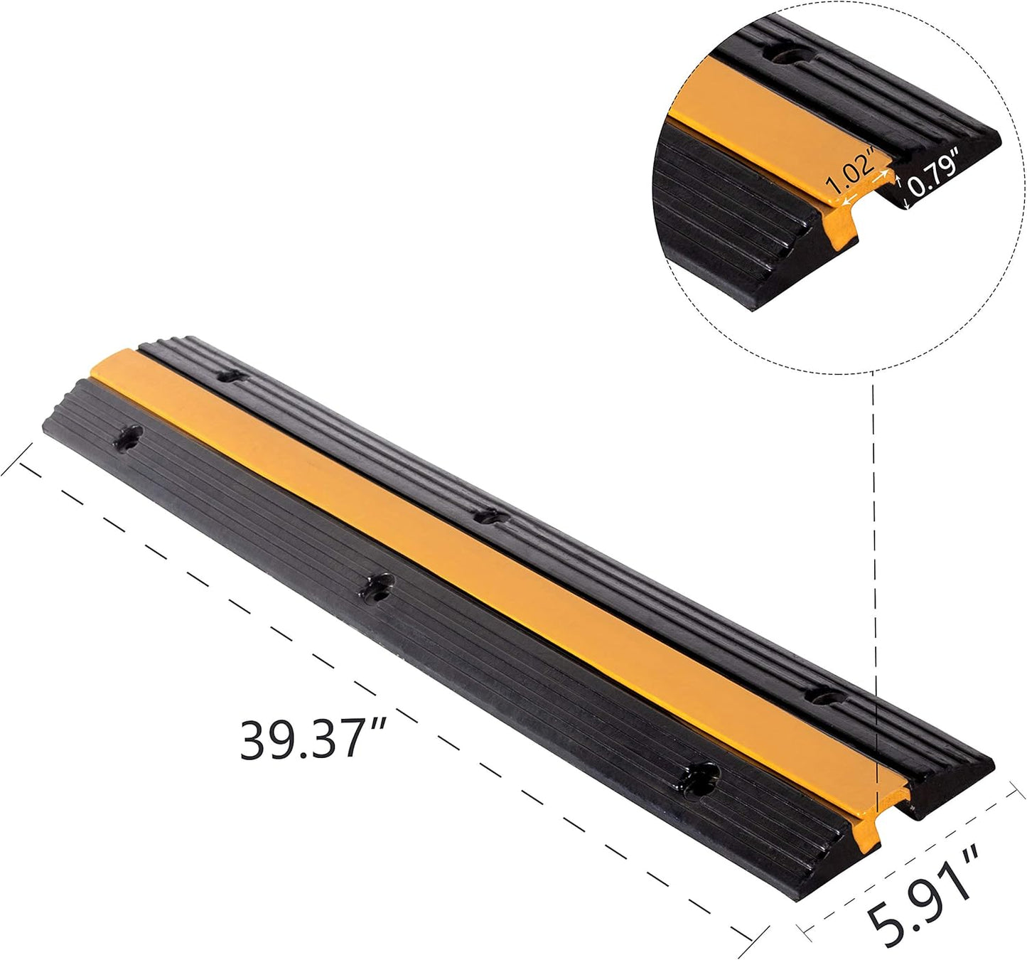 5 Pack Rubber Cable Ramp Hose Cable Protector Ramp 1 Channel 11000Lbs Load Capacity Traffic Speed Bump Wires Power Lines Extension Cord Cover for Indoor Outdoor