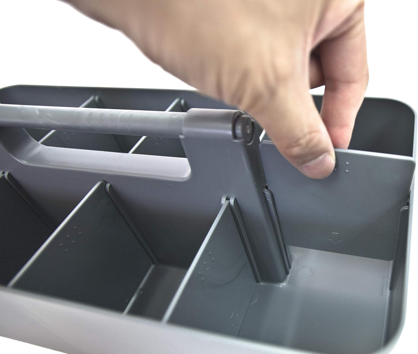 -Large Portable Caddy, DIY Dividers, 8 Compartments, School Office Supplies Home Business Organizer,Portable Basket with Handle Storage Made in USA (3 PACK, Orion Gray)