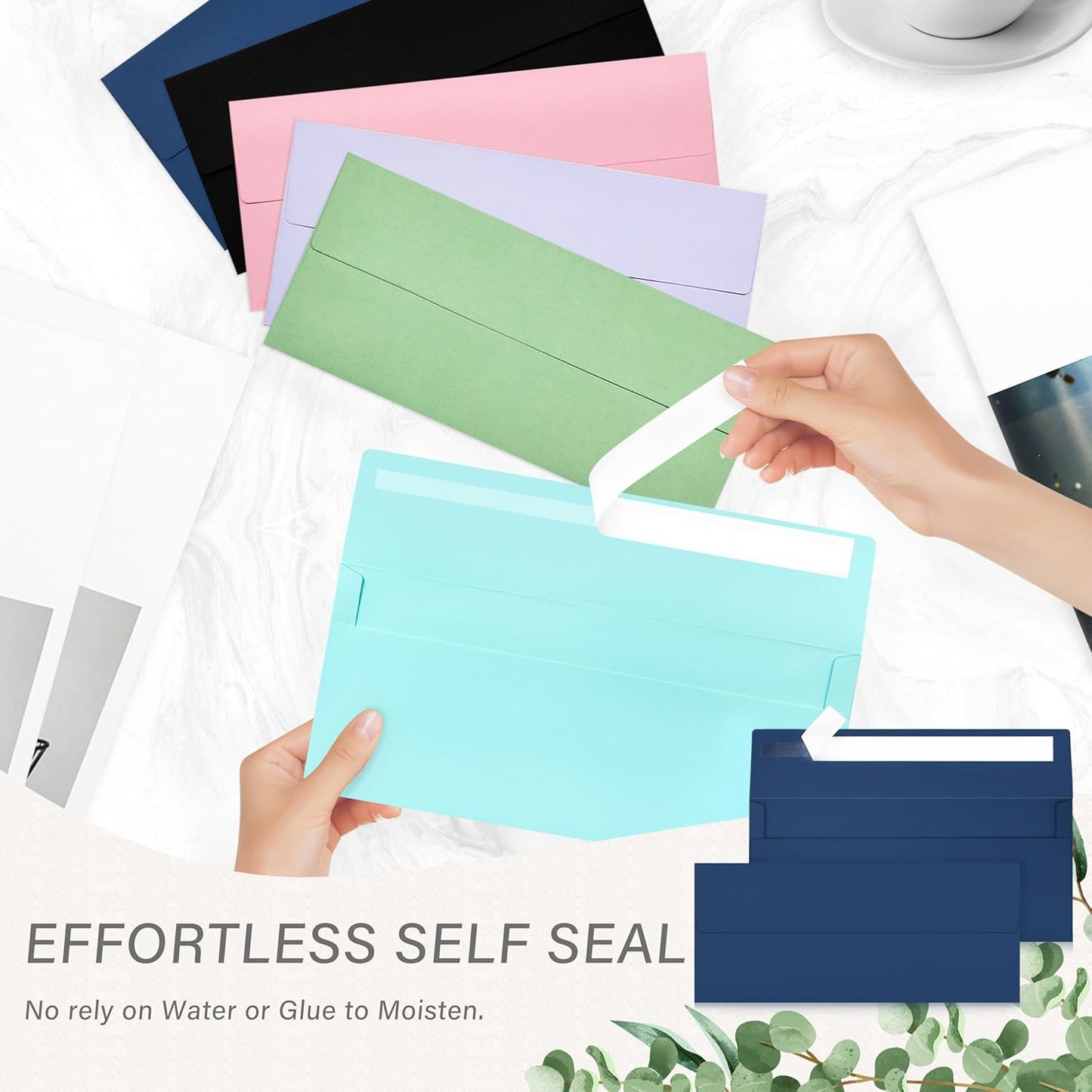 100 Pack #10 Business Envelopes, Self Seal Standard Navy Blue Envelopes for Secure Business & Legal Mailing, Office, Checks, Letter, Invoices, 4 1/8 x 9 1/2 Inches