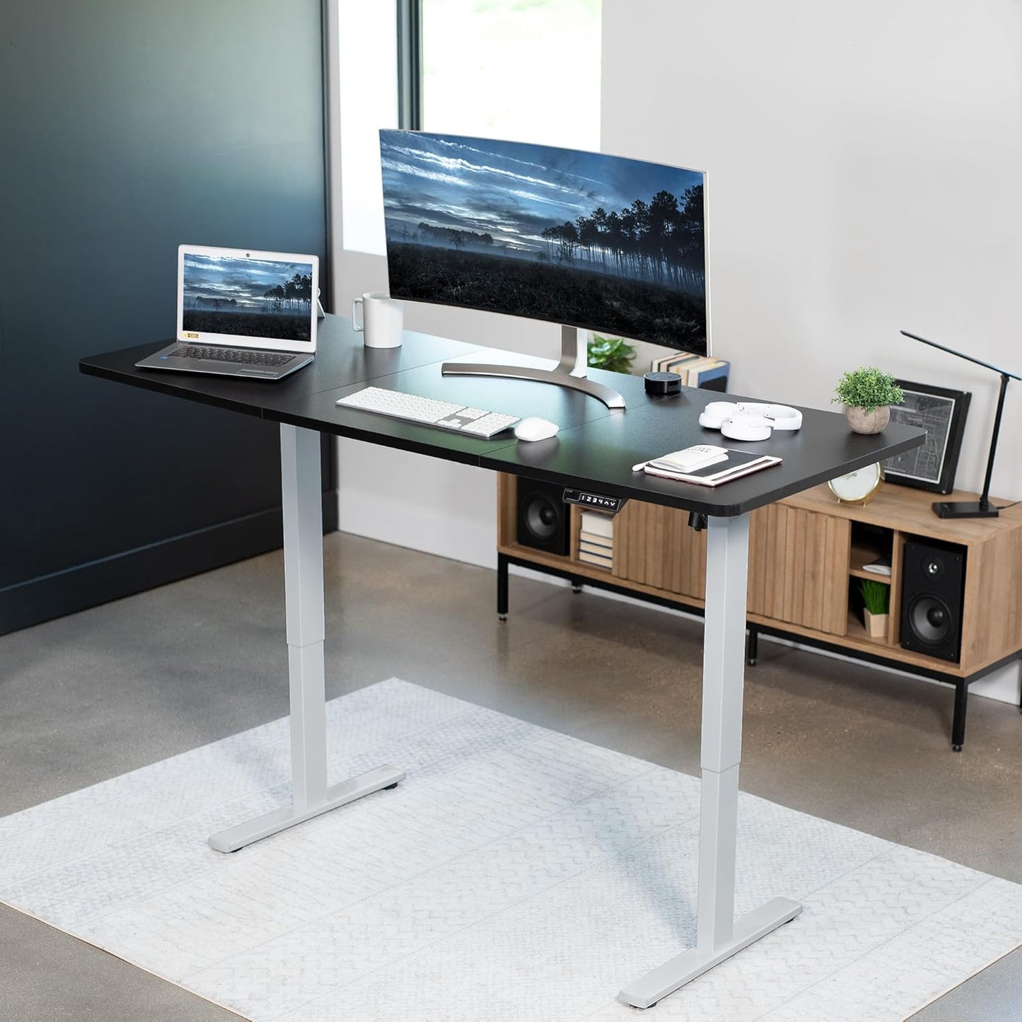 VIVO Electric 71 x 30 in Standing Desk, Memory Height Adjustment, 1B Series, Black Top Gray Frame, DESK-KIT-1G7B