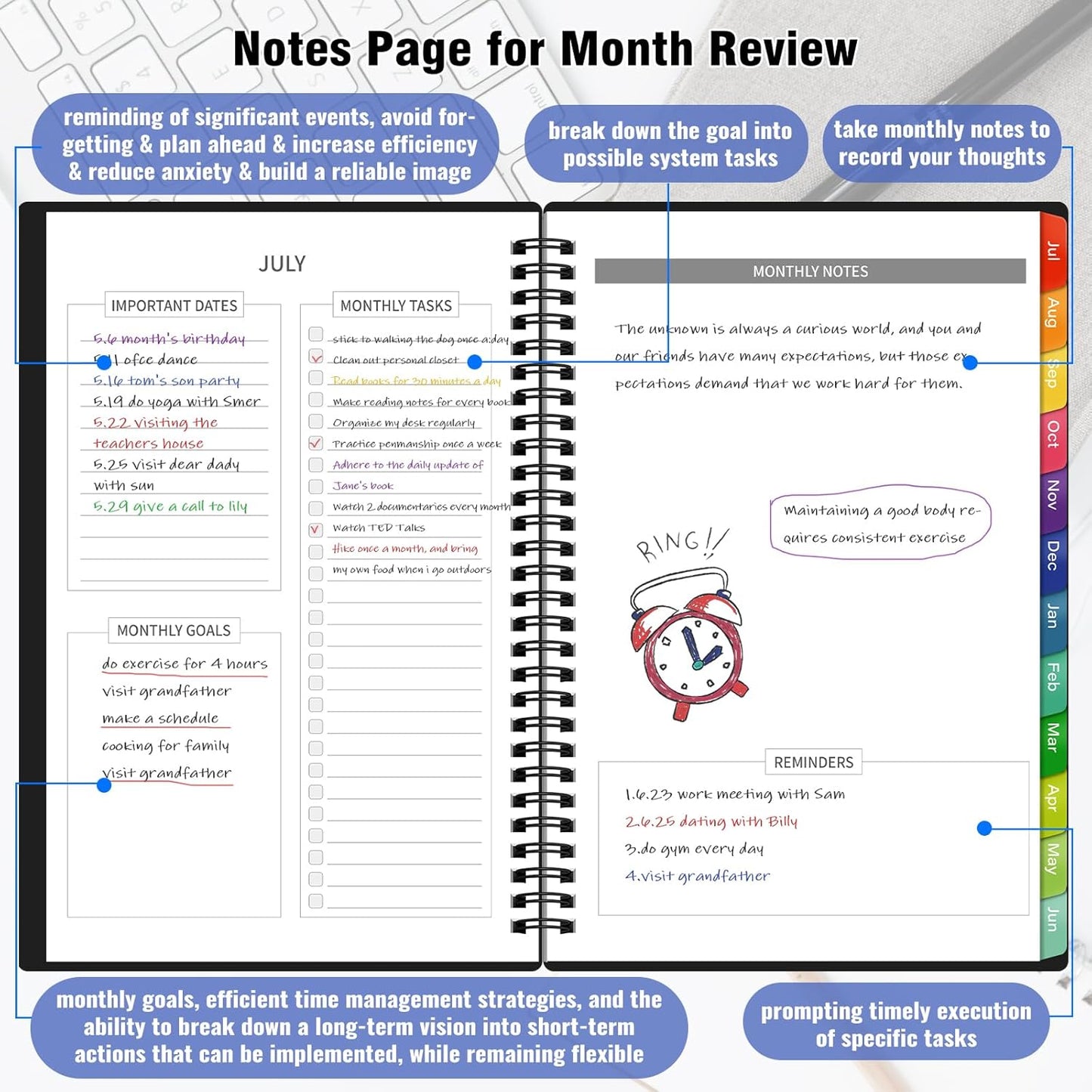 Monthly Planner 2025-2026(7.4'' x 10''), 18 Months Academic Calendar Planner with Tabs & Pocket, Holidays, Note Pages, Time Management and Hit Your Goals, July 2025 - December 2026, 120GSM Thick Paper