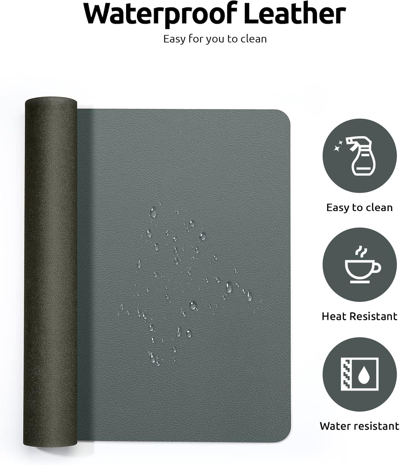 YSAGi Leather Desk Protector, Office Mat, Large Mouse Mat, Non-Slip PU Leather Blotter, Laptop Desk Pad, Waterproof Writing Pad for Office and Home (Dark Green, 35.4" x 17")