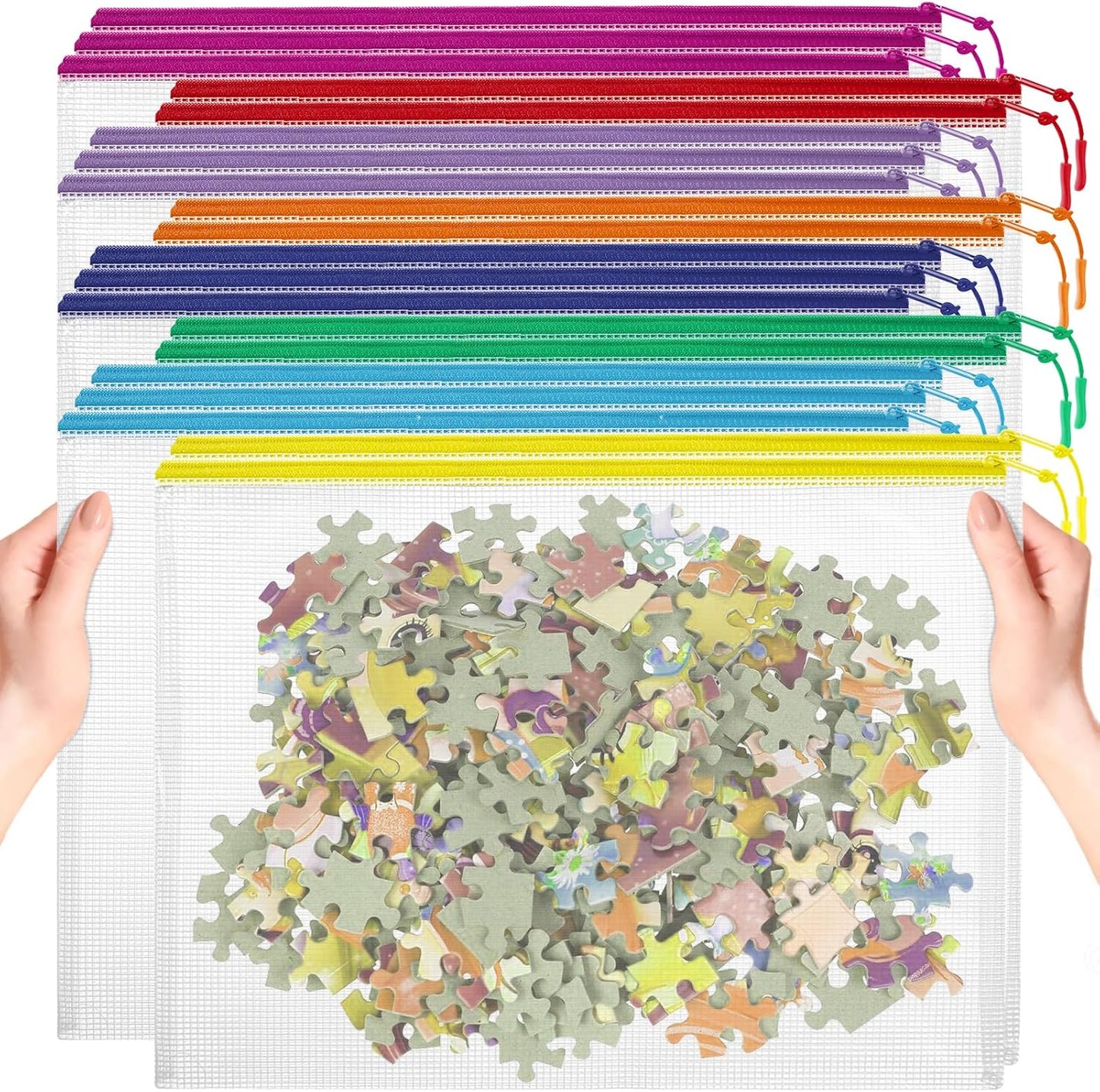 20pcs A3 17x12 Inches Extra Large Zipper Bags, Reusable Mesh Pouches for Office Supplies, Classroom Organization