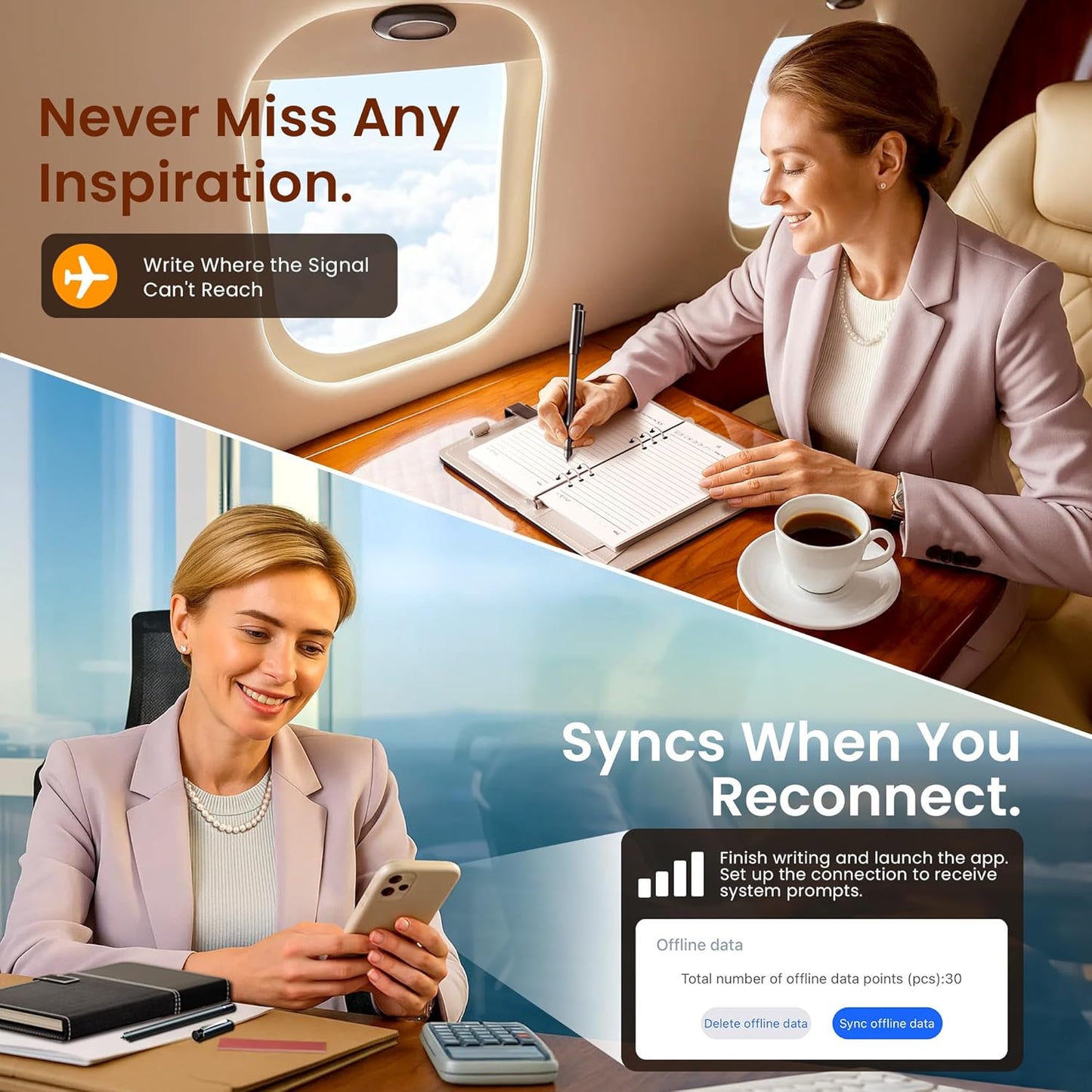 Smart Pen for Note Taking, Digital Notebook with Pen, Enables Synchronized Handwriting, OCR to Text, Offline Storage, Audio Recording and Note Sharing, Compatible with iOS and Android