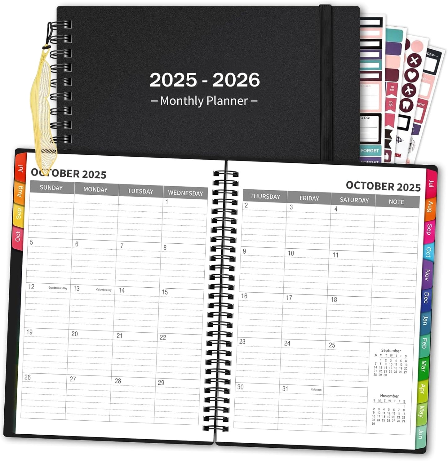 Monthly Planner 2025-2026(7.4'' x 10''), 18 Months Academic Calendar Planner with Tabs & Pocket, Holidays, Note Pages, Time Management and Hit Your Goals, July 2025 - December 2026, 120GSM Thick Paper