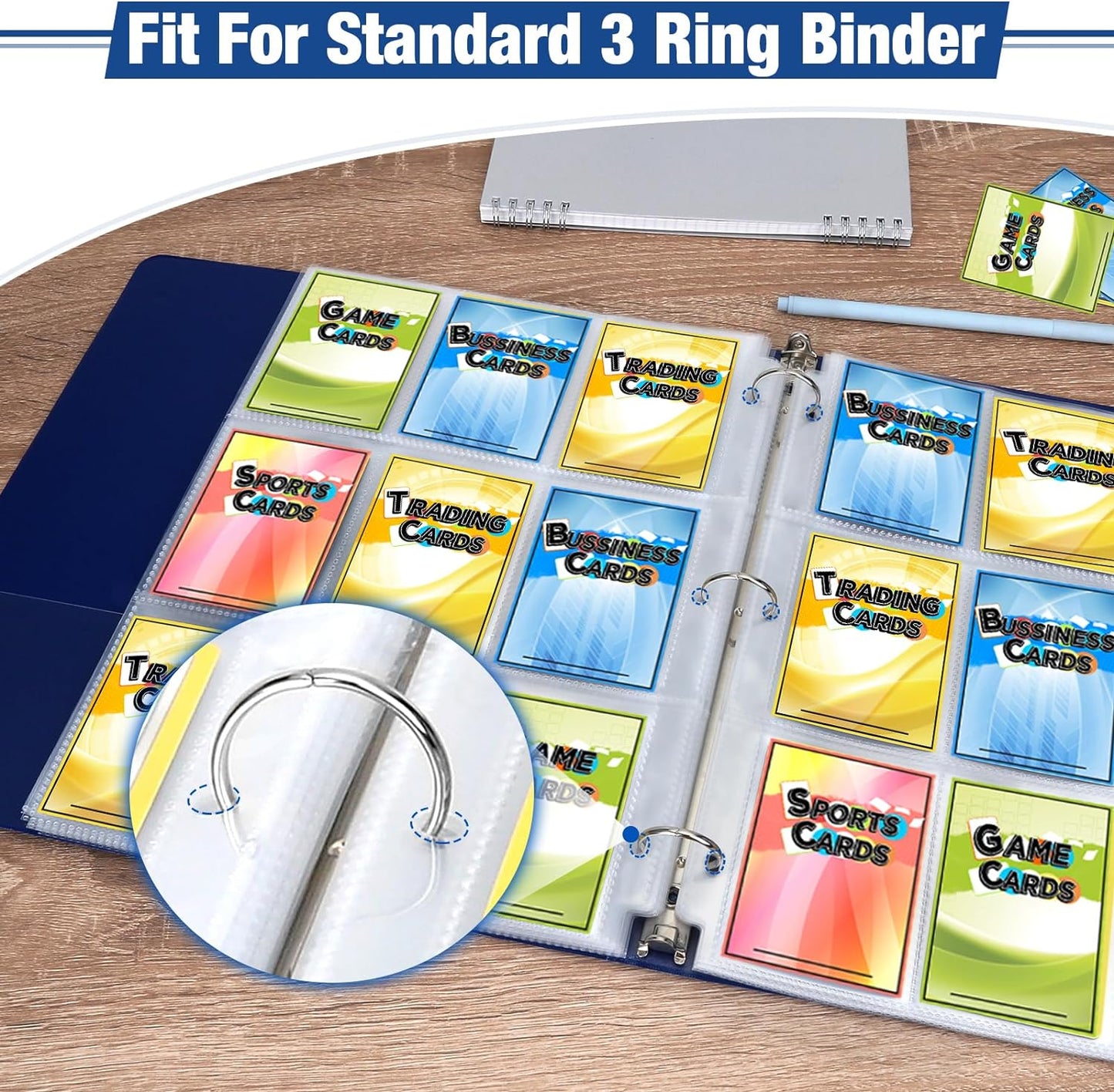 1548 Pockets Double Side Trading Card Sleeves, Fabmaker 9 Pocket Card Sleeves Binder Sheets for 3 Ring Binder, Long-Lasting Trading Card Binder Sleeves Fit for MTG, Baseball, Game, Business Cards