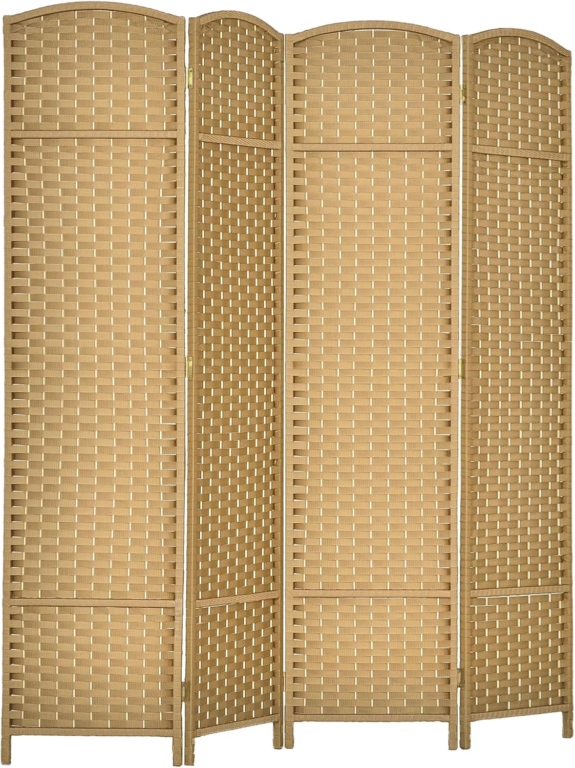 HOMCOM Room Divider, 4 Panel Folding Privacy Screen, 5.6' Tall Freestanding Wall Partition for Home Office, Bedroom, Nature Wood