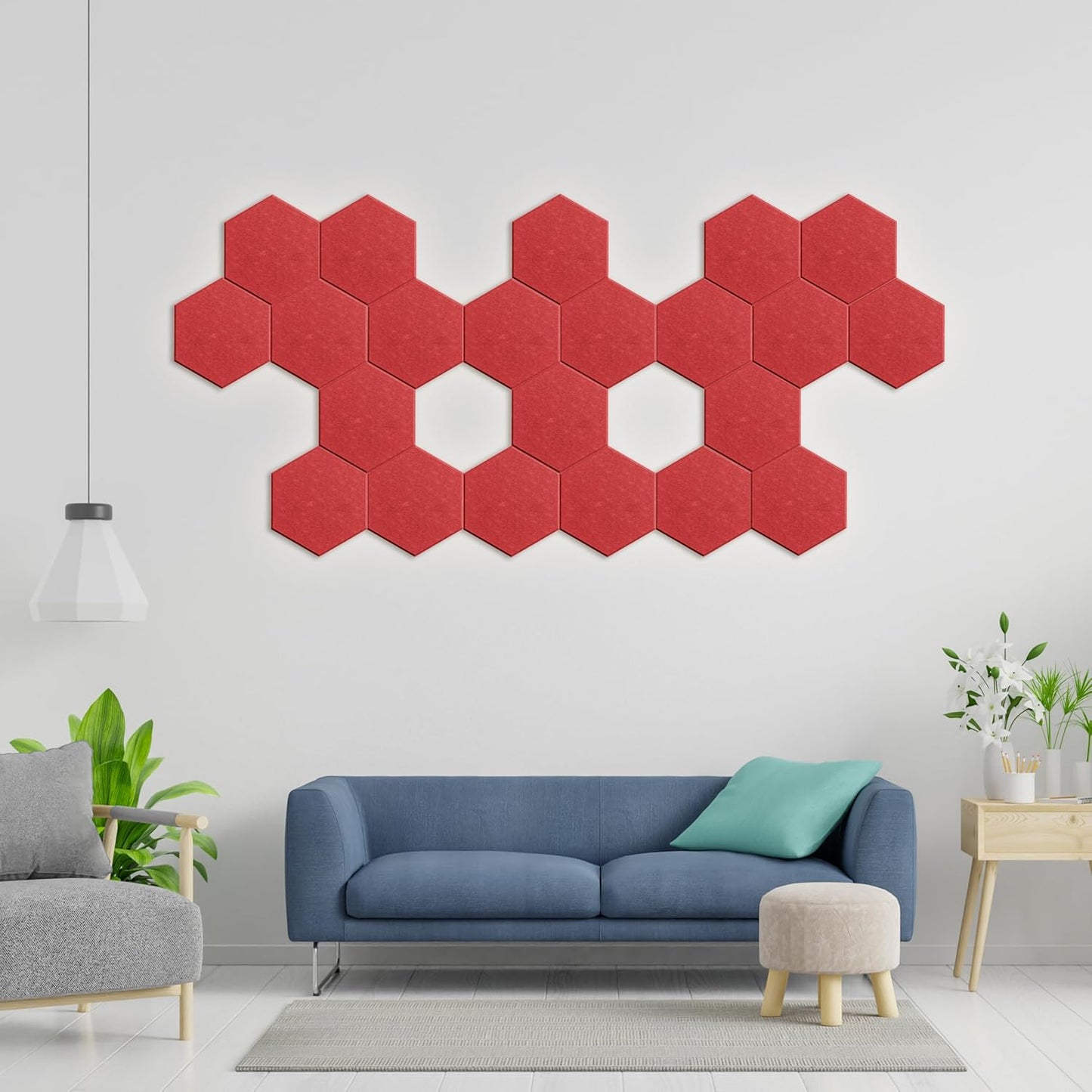 Hexagonal Acoustic Panels-18 Pack High-Density Sound Absorbing Panels 12"X10"X0.4" for Enhanced Noise Reduction, DIY Design, Idea for Studios, Offices, and Home Theaters(Cherry Red)