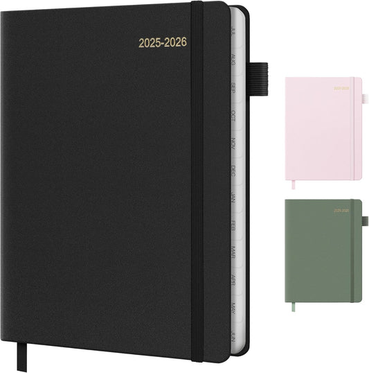 2025-2026 Planner for Women, Lather Weekly & Monthly Organizer, July 2025-June 2026, Hardcover with Gold Foil, Tabs, and Inspirational Pages - Ideal for Professionals, Black