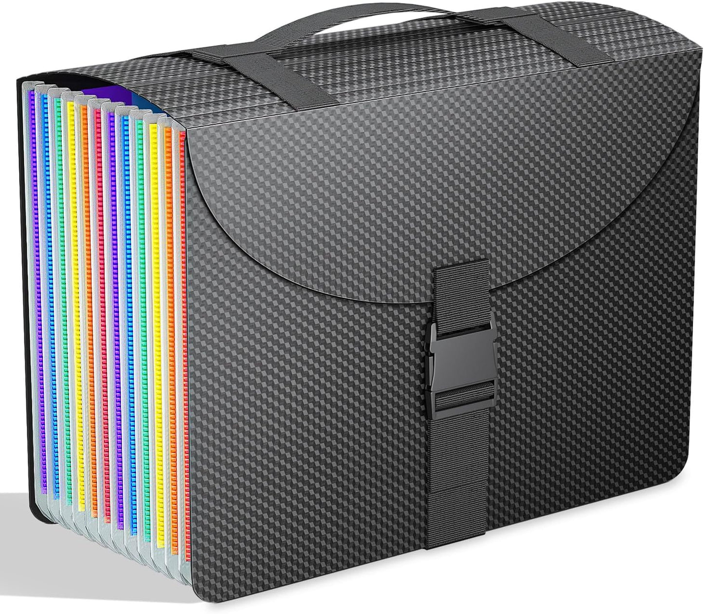 Expanding File Folders with Handle,Accordion File Organizer 13 Expandable Pockets,Portable Filing Box,Adjustable Support Strap,Colored Tabs,Paper Document Organizer,A4/Letter Size Diamond