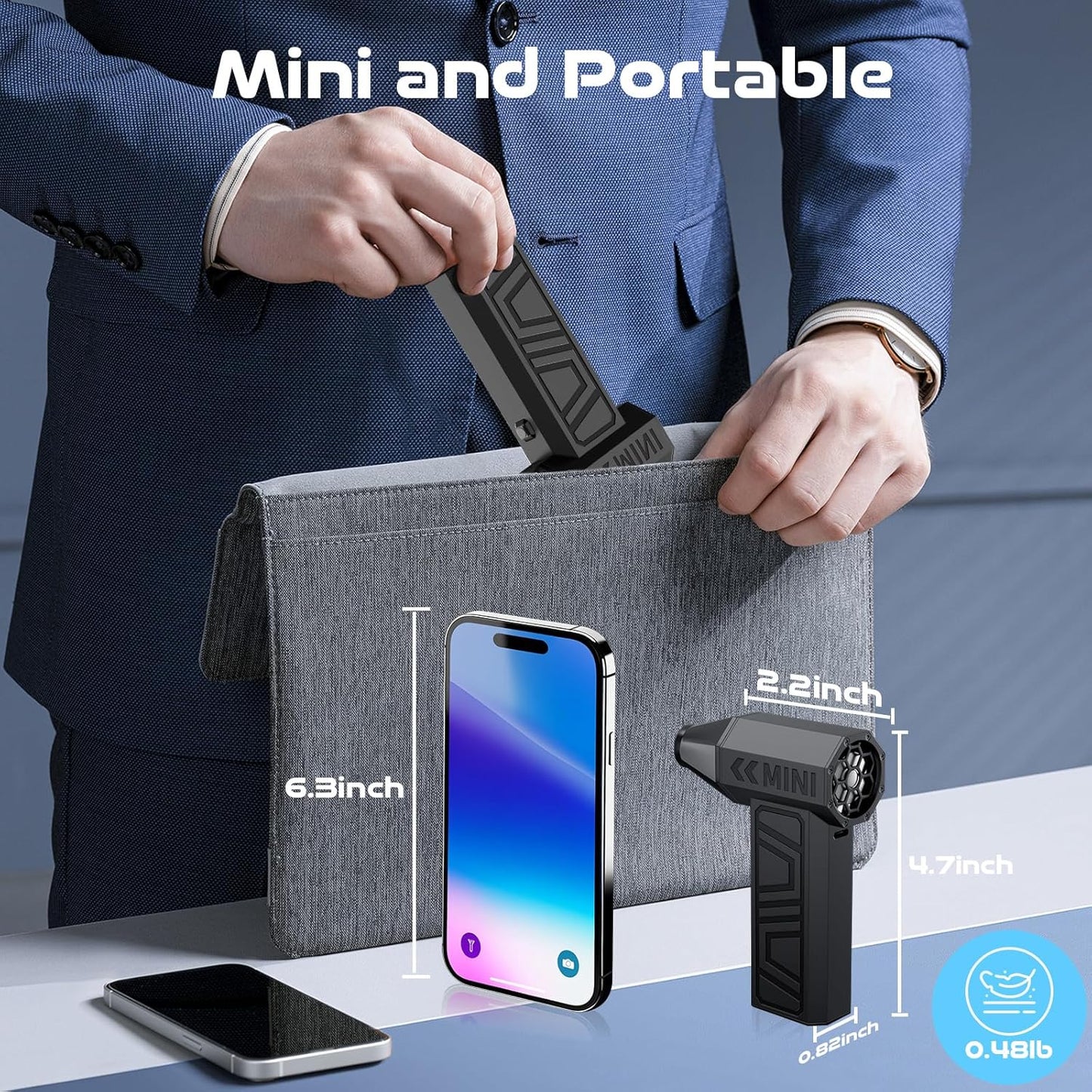 Electric Air Duster, 110000RPM Super Power Turbo Fan Cordless Air Duster, 3-Gear Adjustable Mini Blower with Fast Charging, Dust Blower for Computer, Keyboard, House, Outdoor and Car