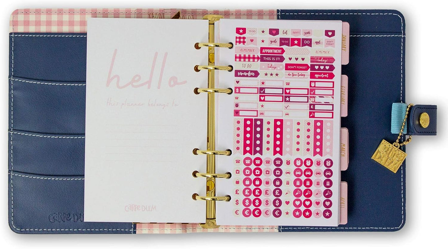 Pukka Pad, Carpe Diem Personal Planner - Soft Cover Binder with Weekly, Monthly Undated Inserts in Tabbed Sections, Interior Pockets and Sticker Sheets - 8 X 7.5 X 1.4 Inches, Disty Floral